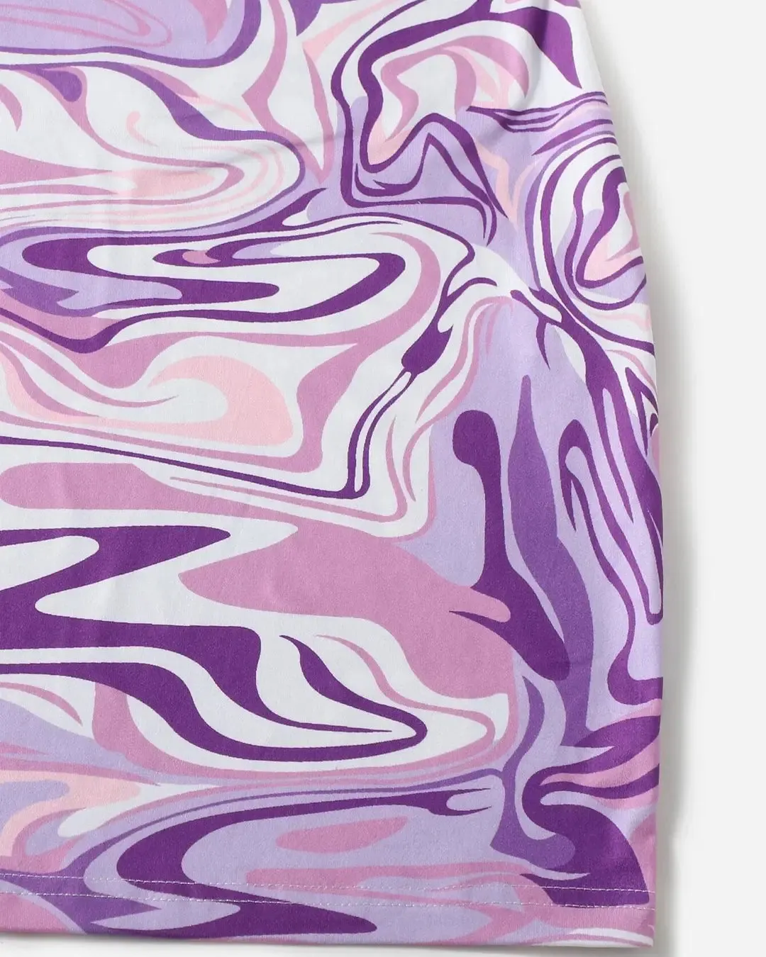90s Marble Print Ruched Graphic Bodycon Dress - Image 3