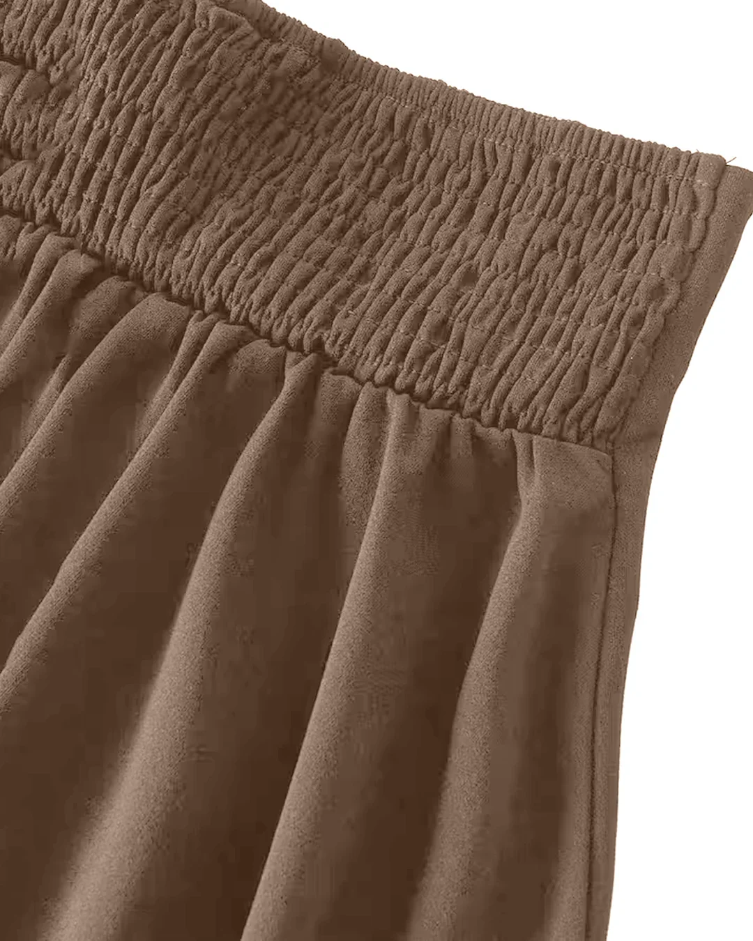 A-Line Fit Flared Hem Cinched Waist Pleated Skirt in Brown - Image 3