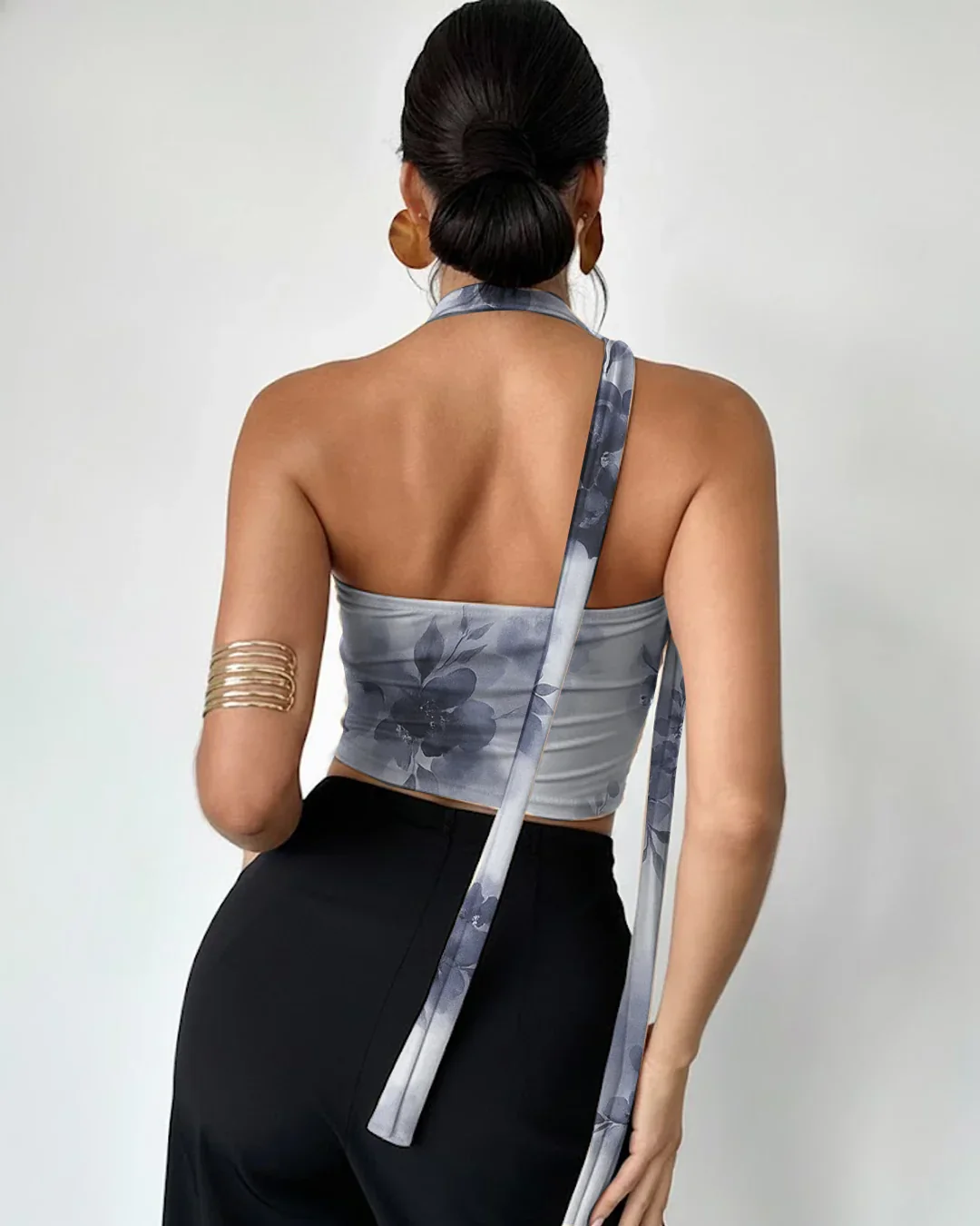 Abstract Print Halter Tie Tube Top - Image 2