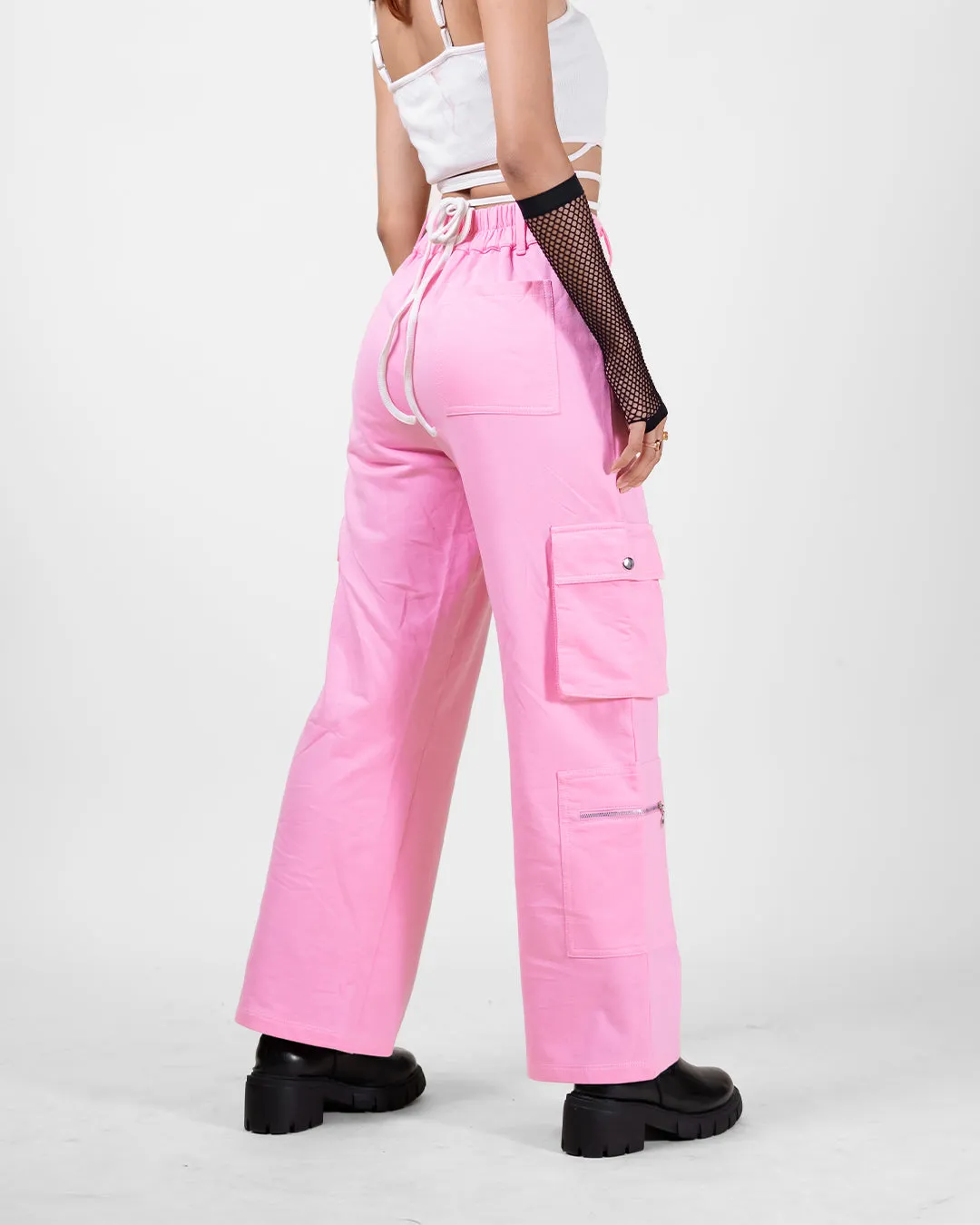 Acubi Style Pink Baggy Womens Cargo In Pink - Image 3