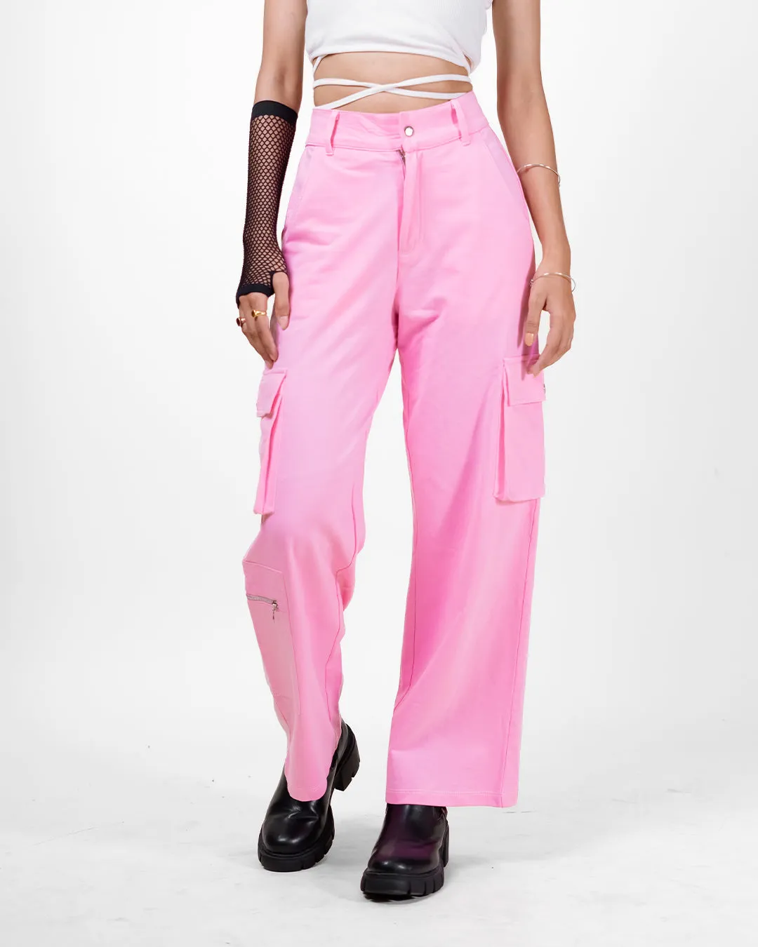 Acubi Style Pink Baggy Womens Cargo In Pink - Image 4