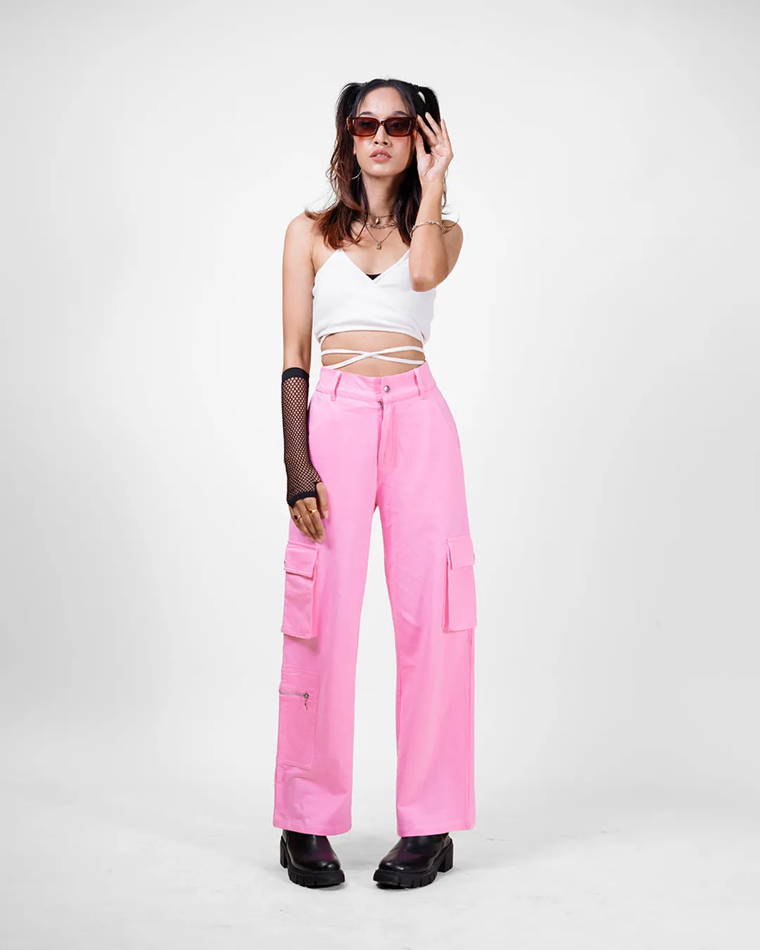 Acubi Style Pink Baggy Womens Cargo In Pink - Image 5