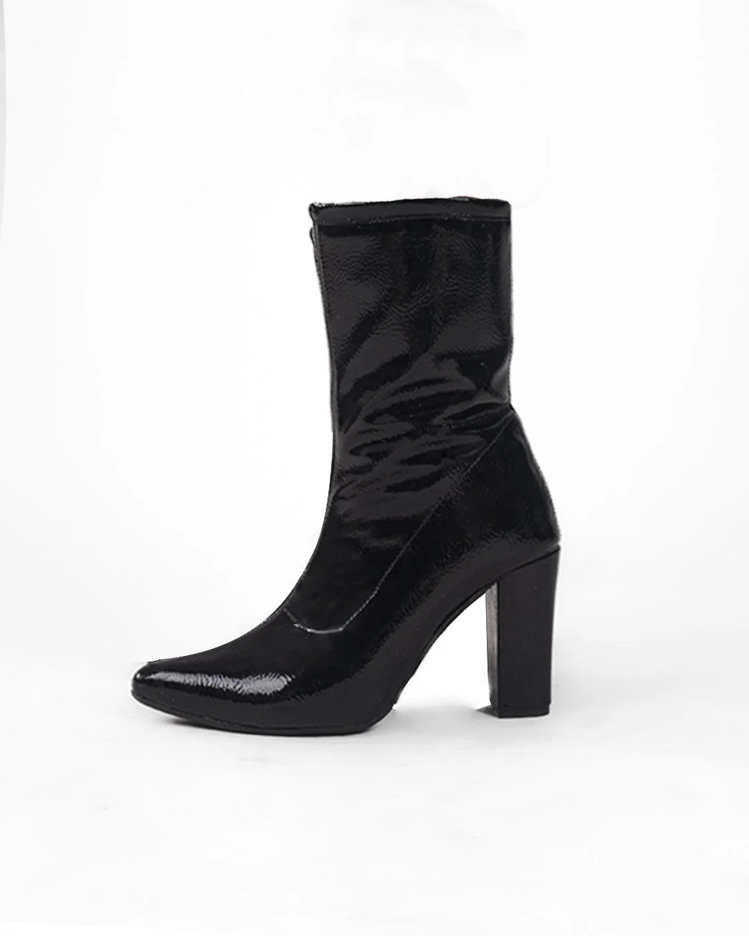 Ankle Boots High Chunky Block Heel Mid Calf Boots - Image 4
