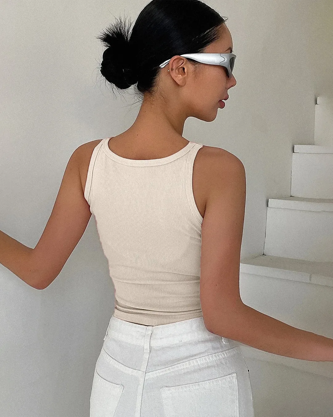 Apricot Ribbed Tank Top - Image 2