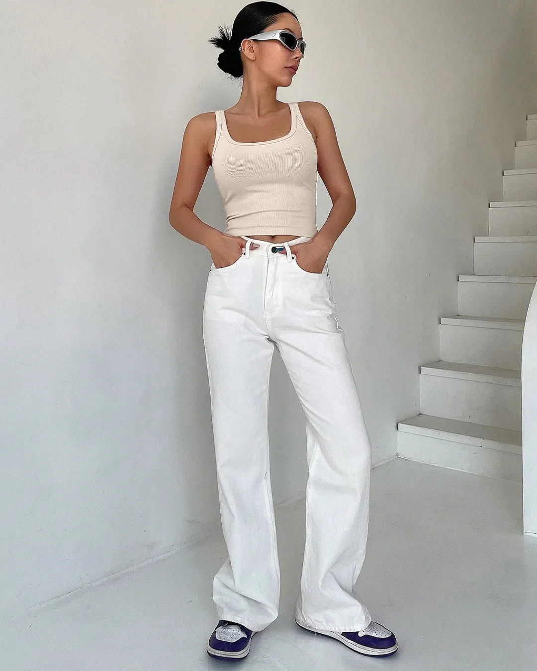 Apricot Ribbed Tank Top - Image 3