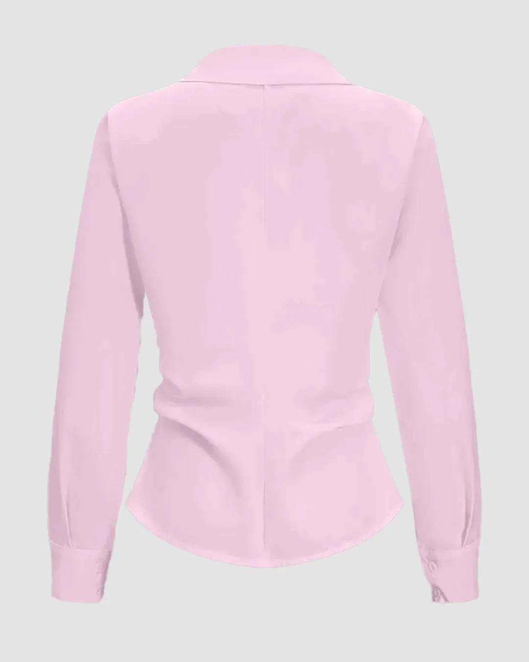 Asymmetric Wrap Collared Long Sleeve Shirt in Pink - Image 2