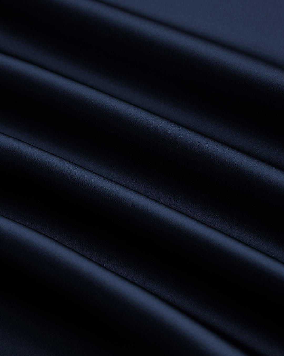 Asymmetrical Boat Neck Ruffle Maxi Dress In Navy Blue - Image 4