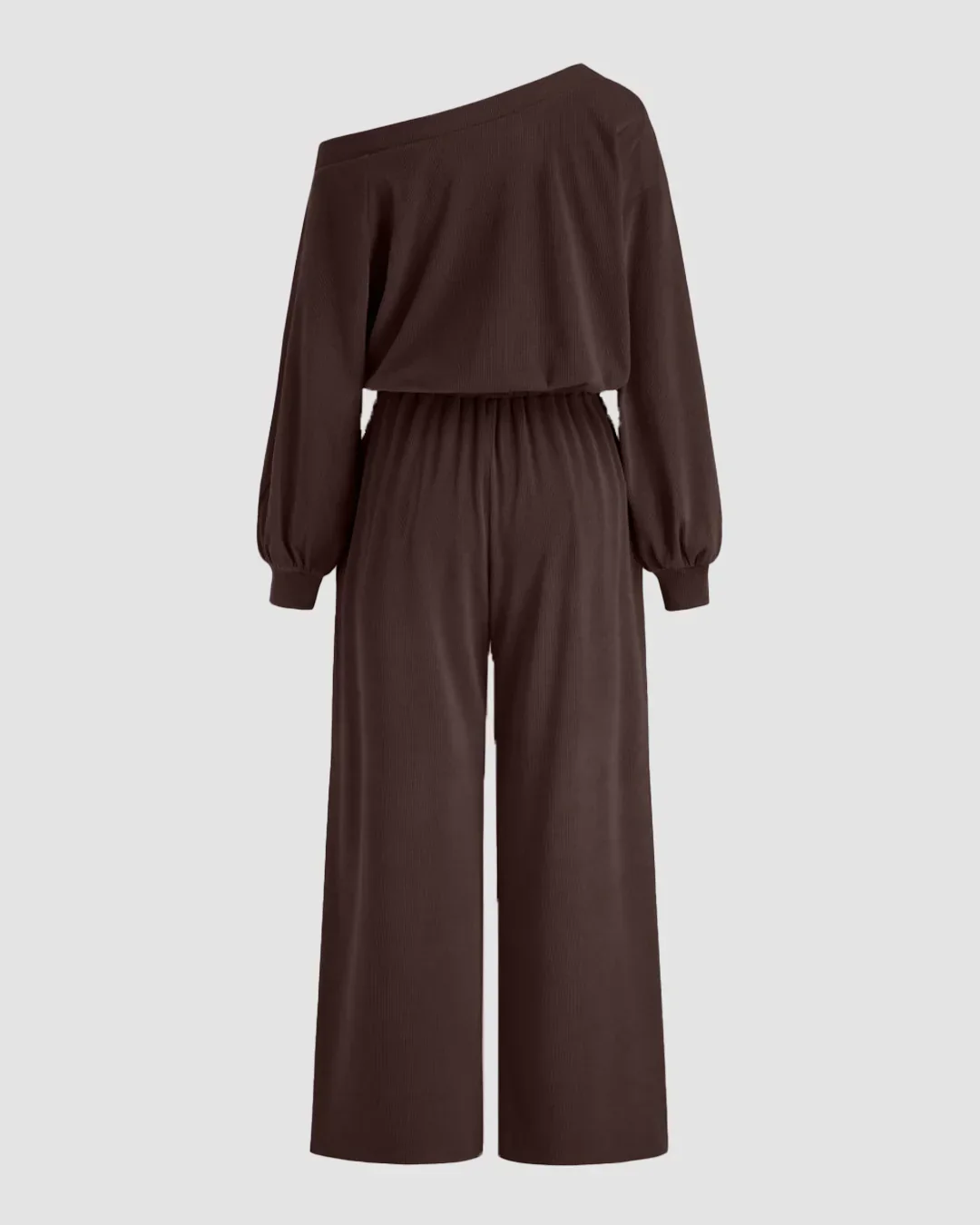 Asymmetrical Neck Drawstring Oversized Jumpsuit in Brown - Image 2