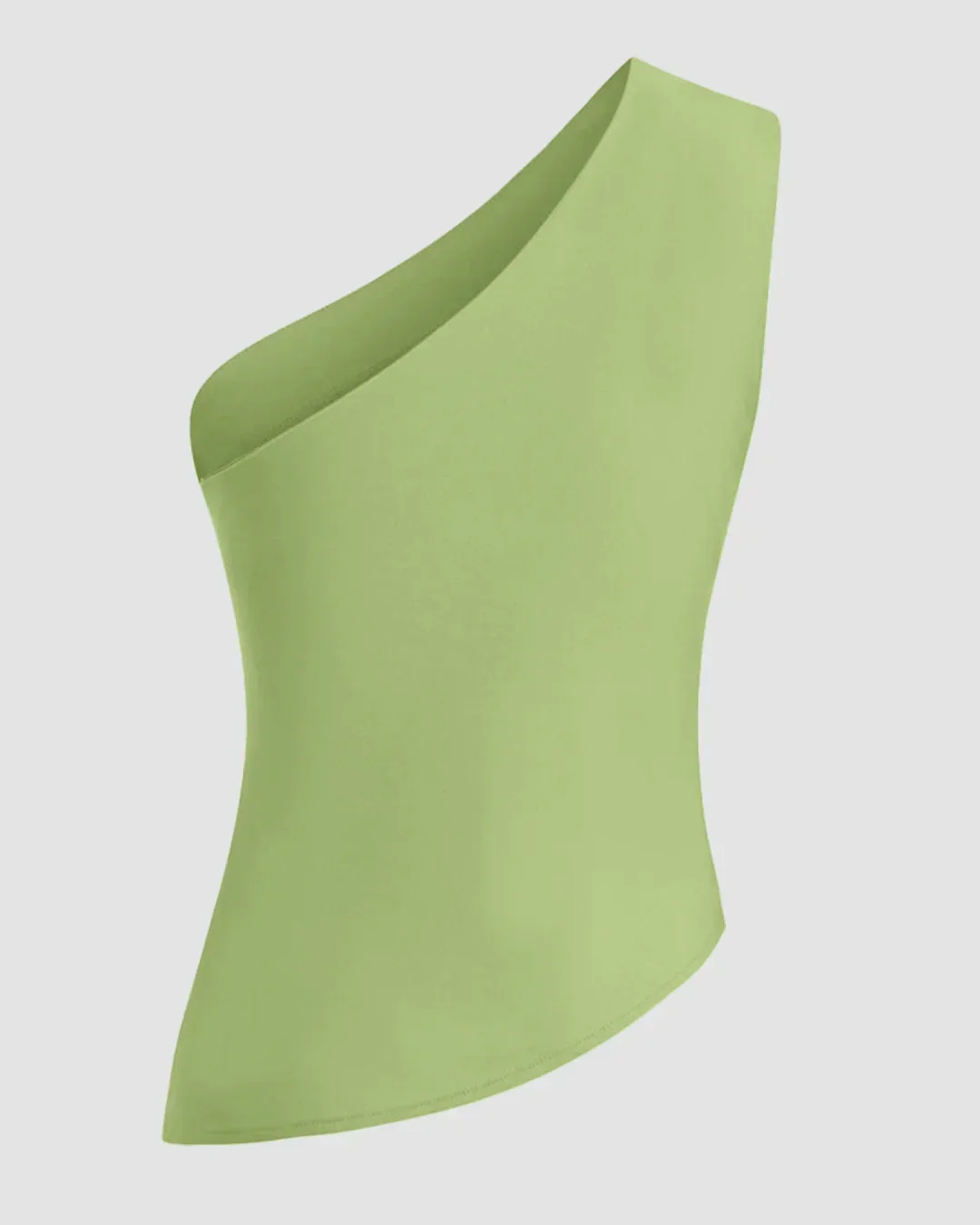 Asymmetrical Ruched Split Tank Top in Light pista - Image 3