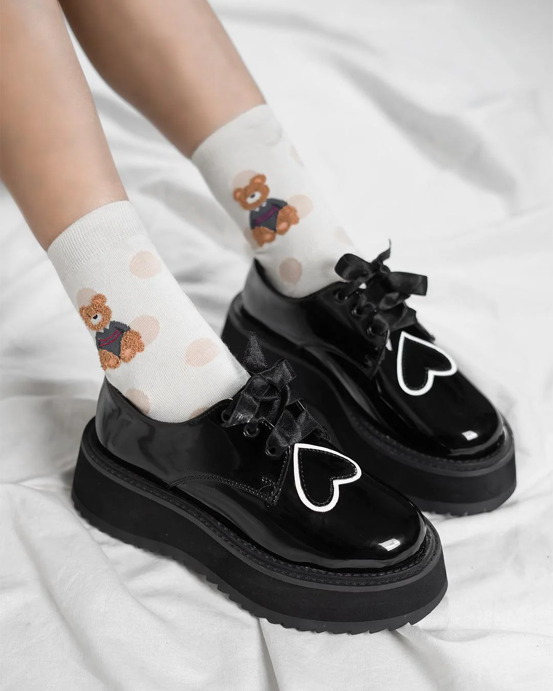 Awesome Galentine Heart Aesthetics Black Ribbon Lace Oxford - Image 3