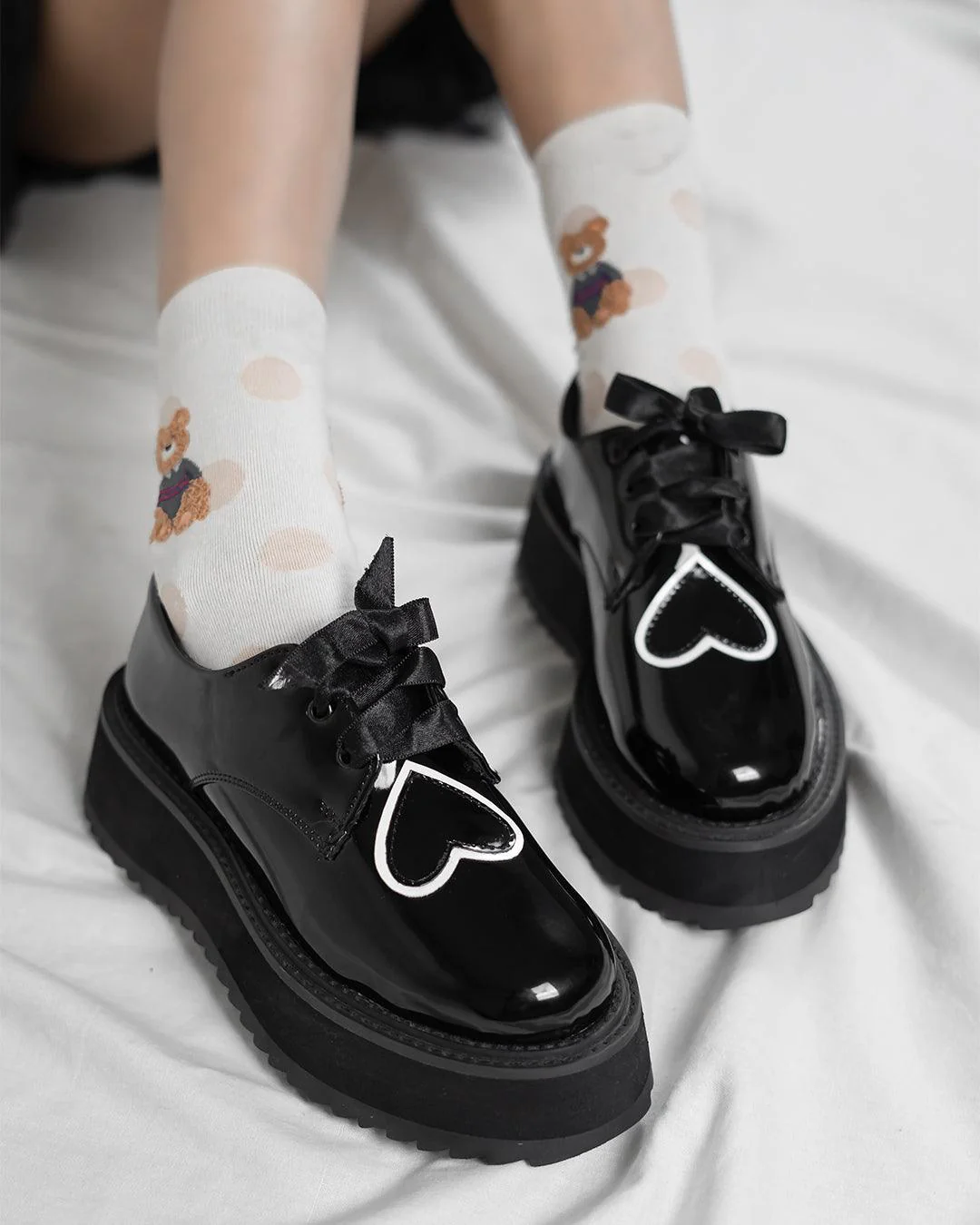 Awesome Galentine Heart Aesthetics Black Ribbon Lace Oxford - Image 8