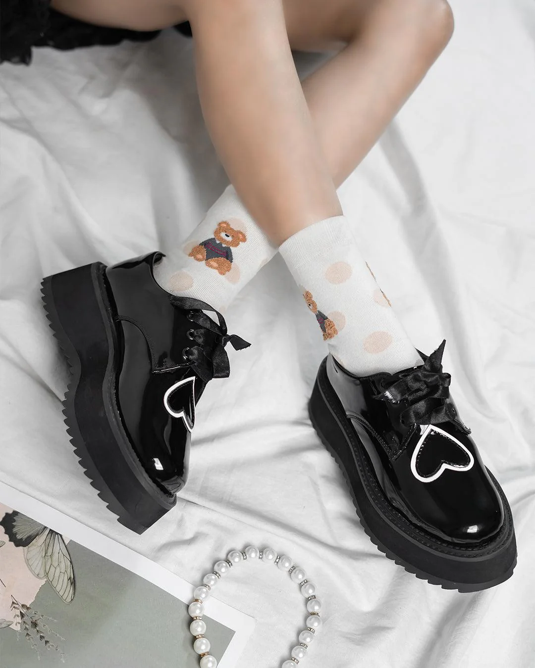 Awesome Galentine Heart Aesthetics Black Ribbon Lace Oxford - Image 9
