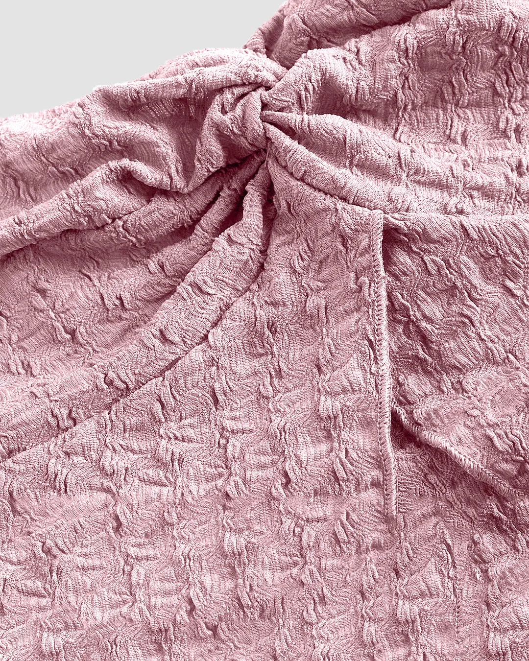 Baby Pink Knitted Two-Piece Set with Strapless Top and Fitted Skirt - Image 3