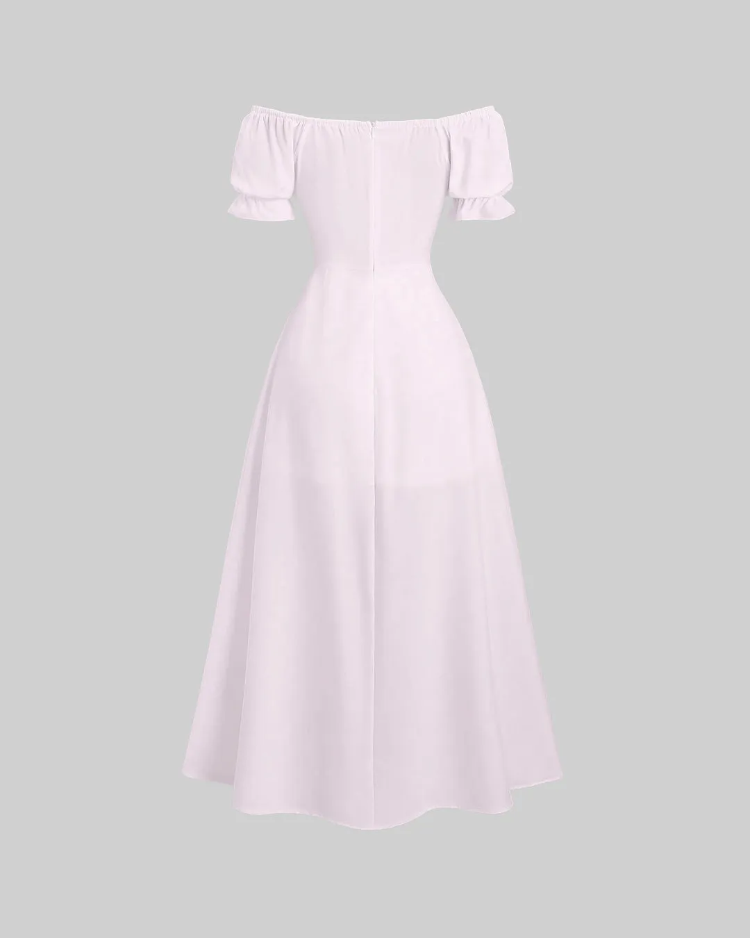 Baby Pink Off-Shoulder Ruched Maxi Dress - Image 2