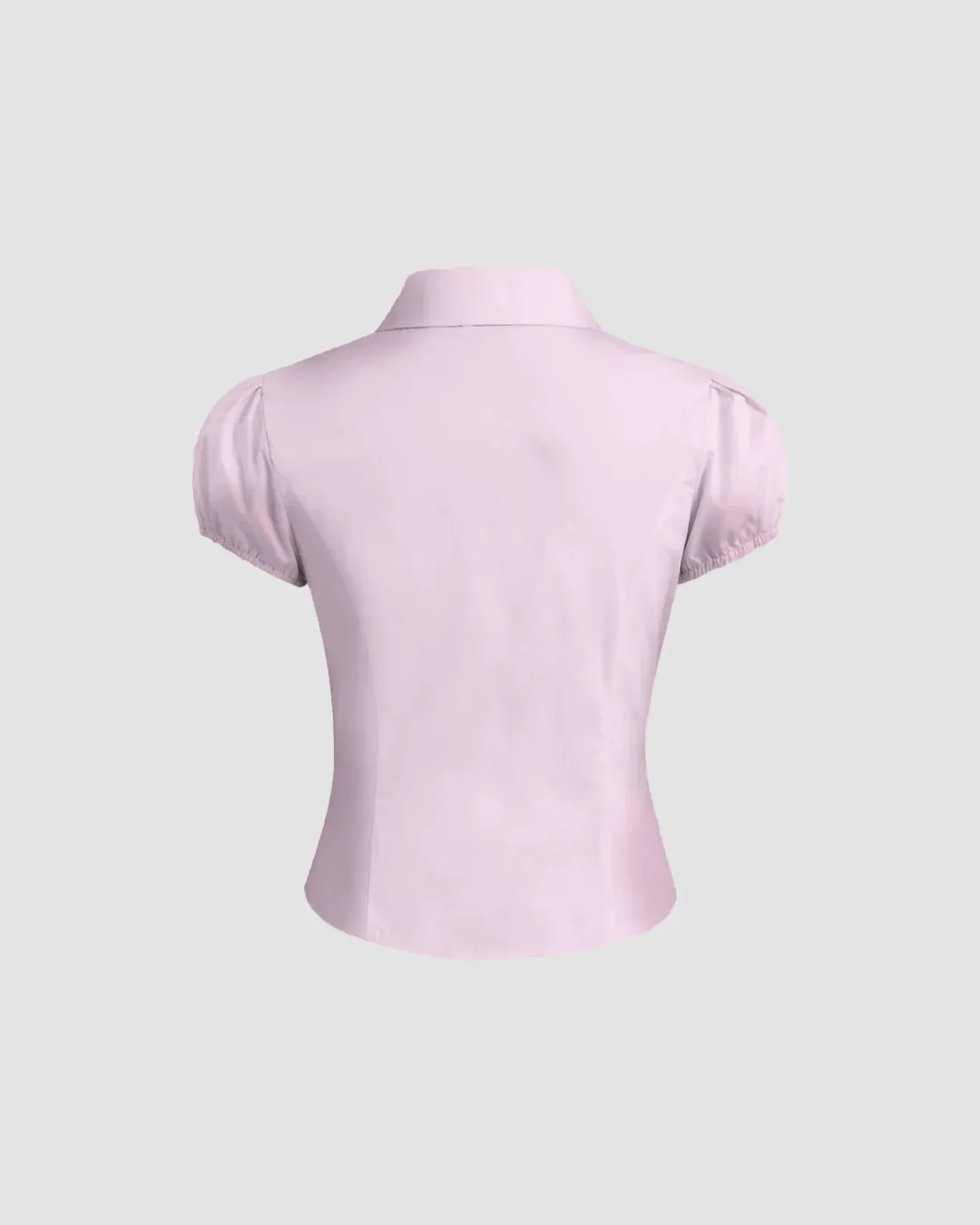 Baby Pink Puff Sleeve Bow Detail Shirt Top - Image 2