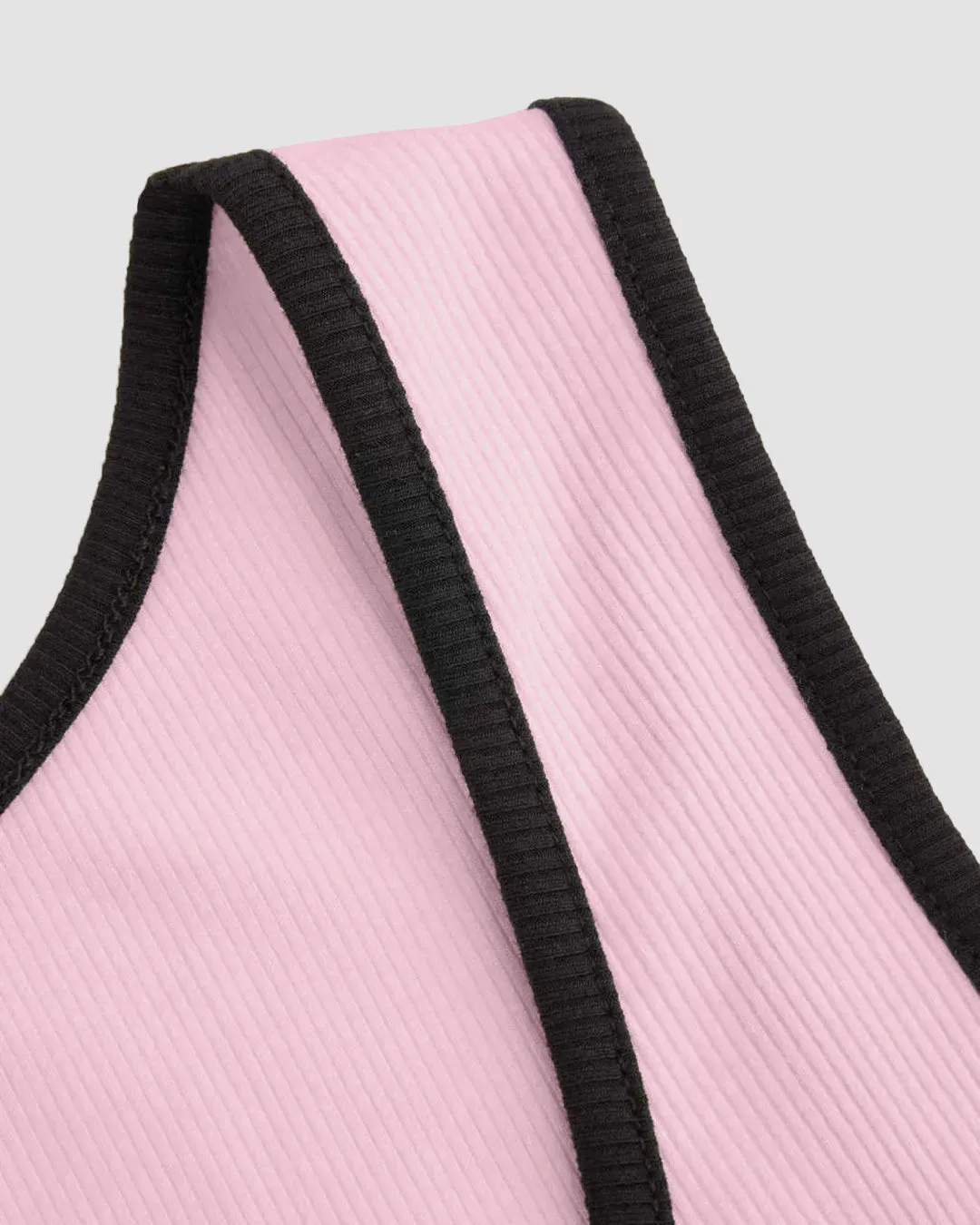 Baby Pink Scoop Neck Tank Top with Black Trim - Image 3