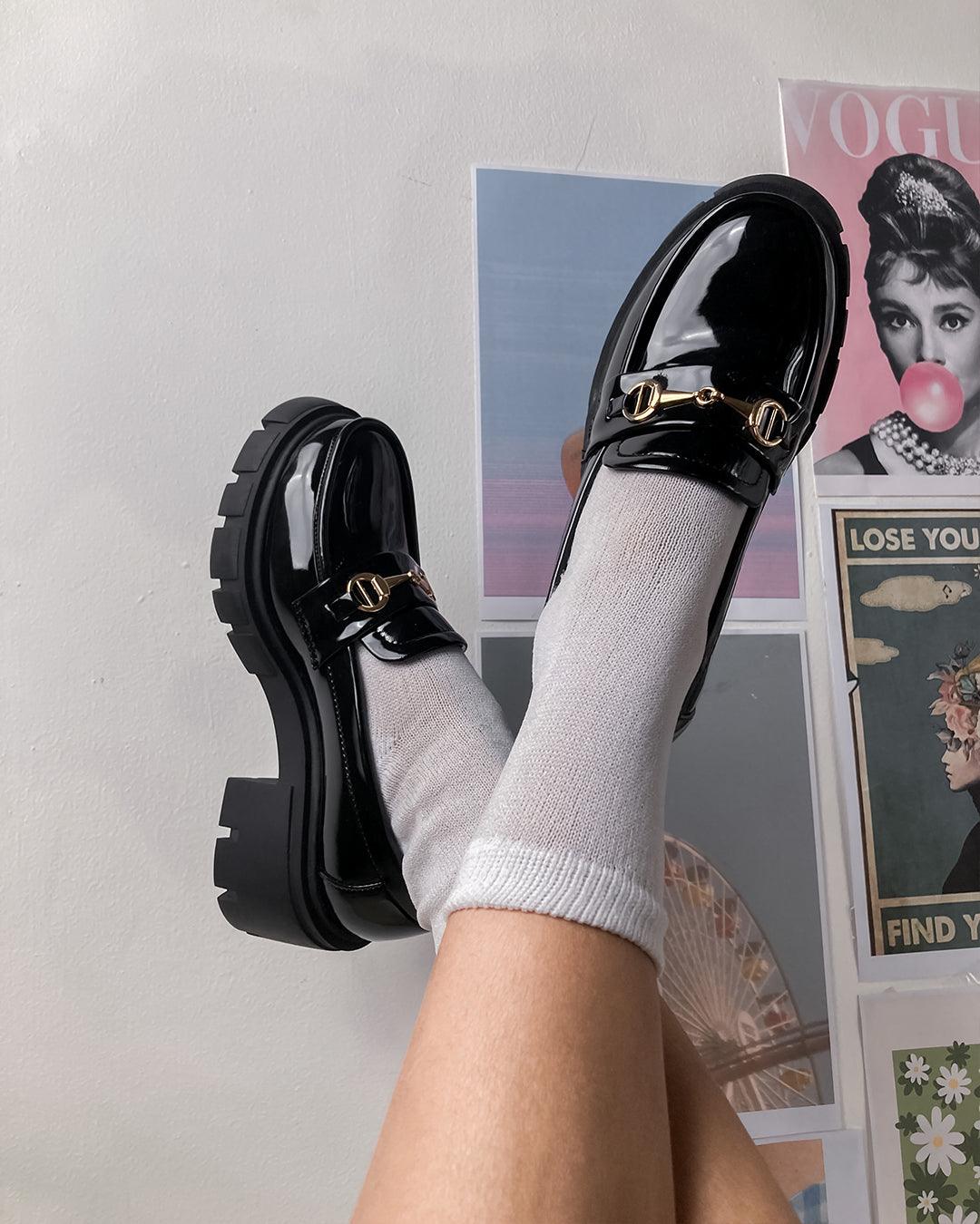Back To School Chunky Sole Chain Embellished Trending Summer Oxford Footwear - Image 3