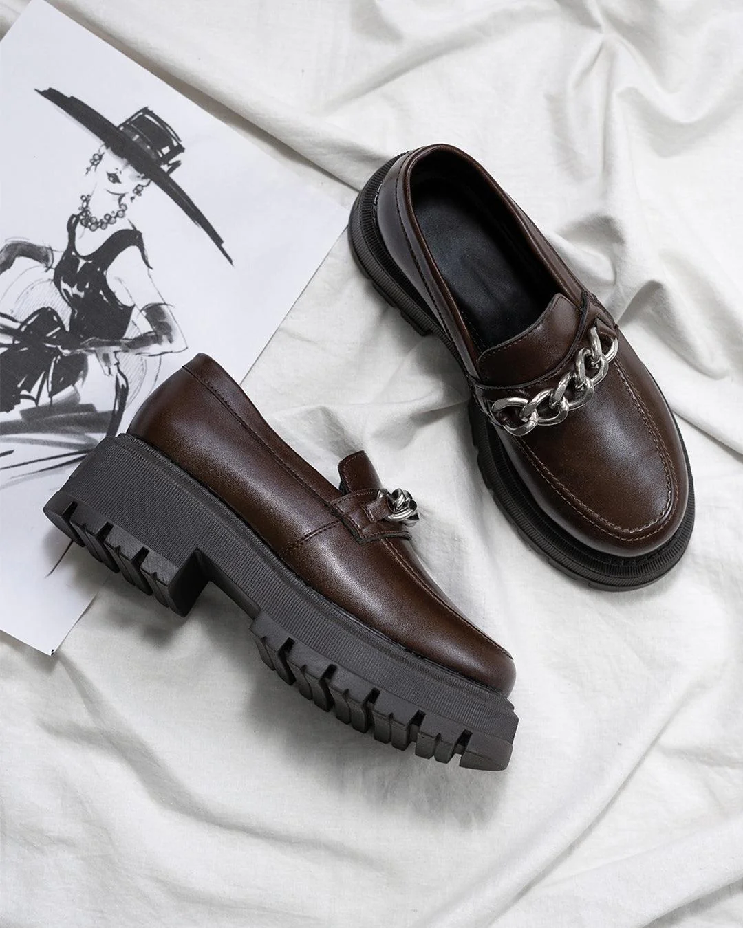 Back To School Minimal Chain Brown Shoe - Image 2
