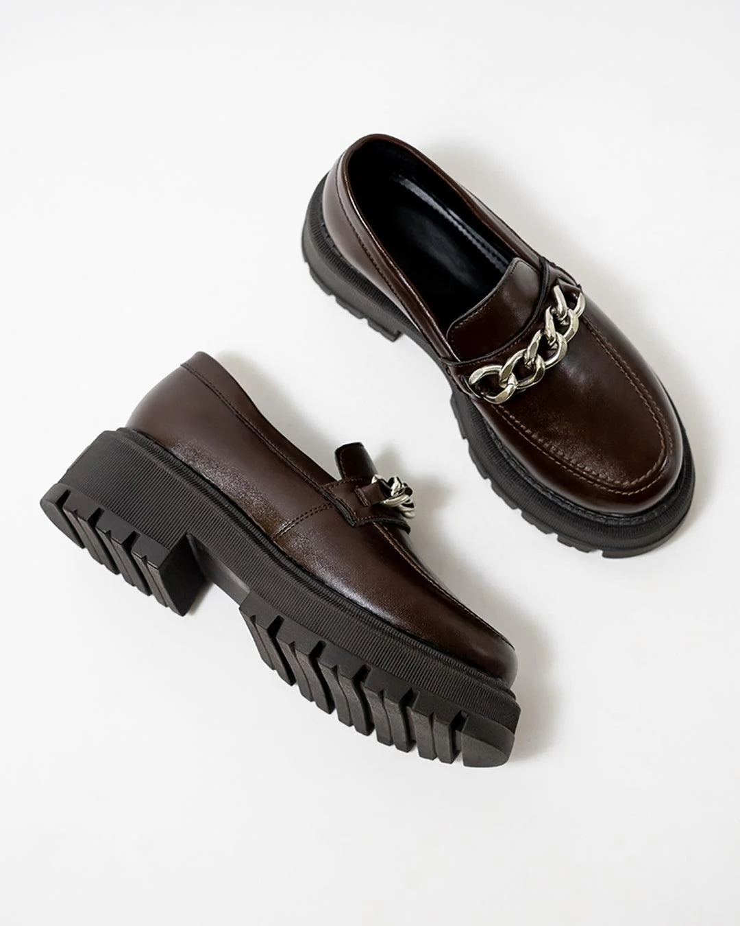 Back To School Minimal Chain Brown Shoe - Image 5
