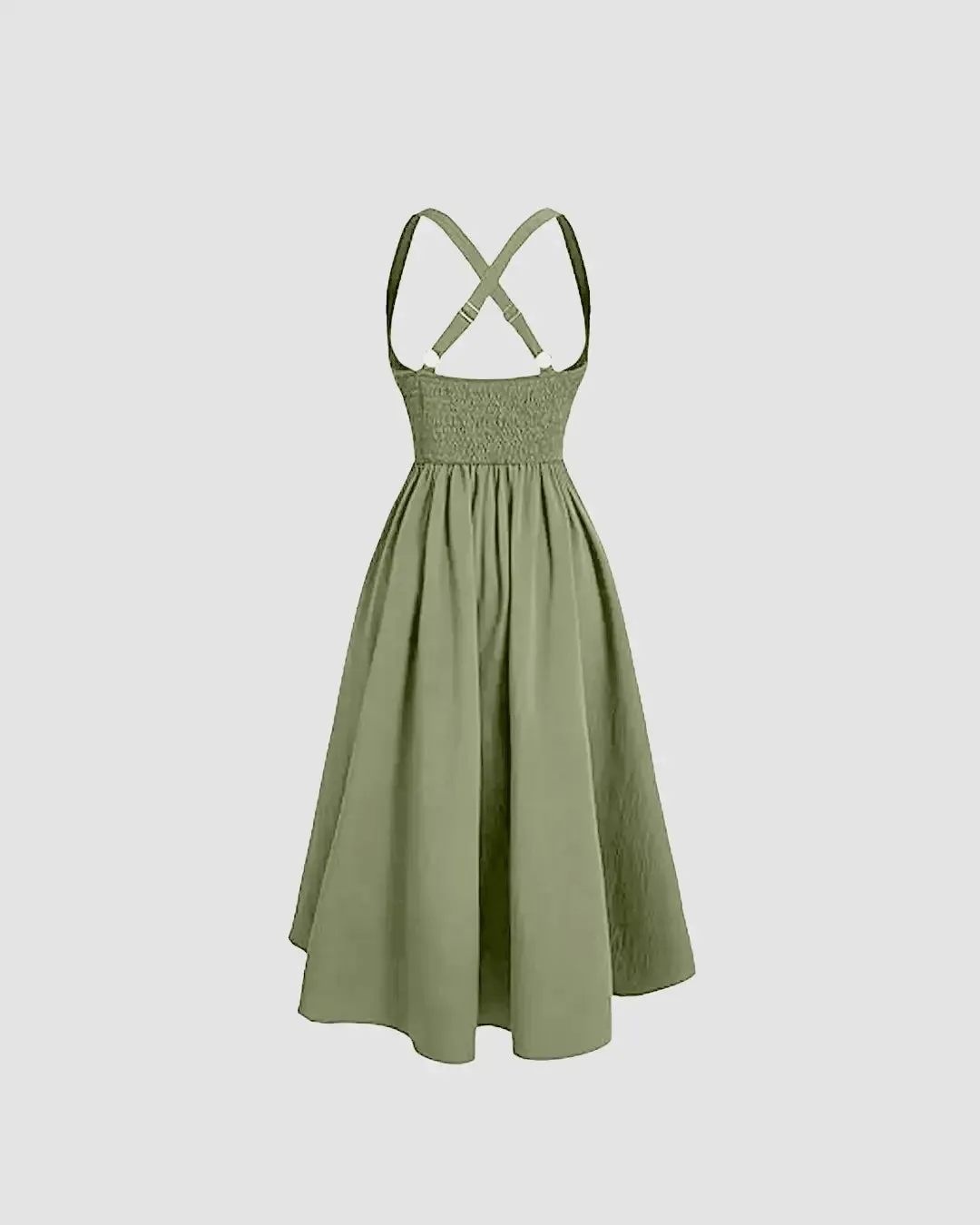Backless Strappy Long Dress In Herbal Green - Image 2