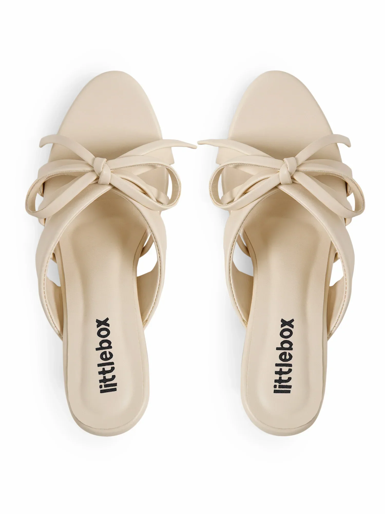 Beige Open Toe Bowknot Strappy Heel Sandal - Image 4