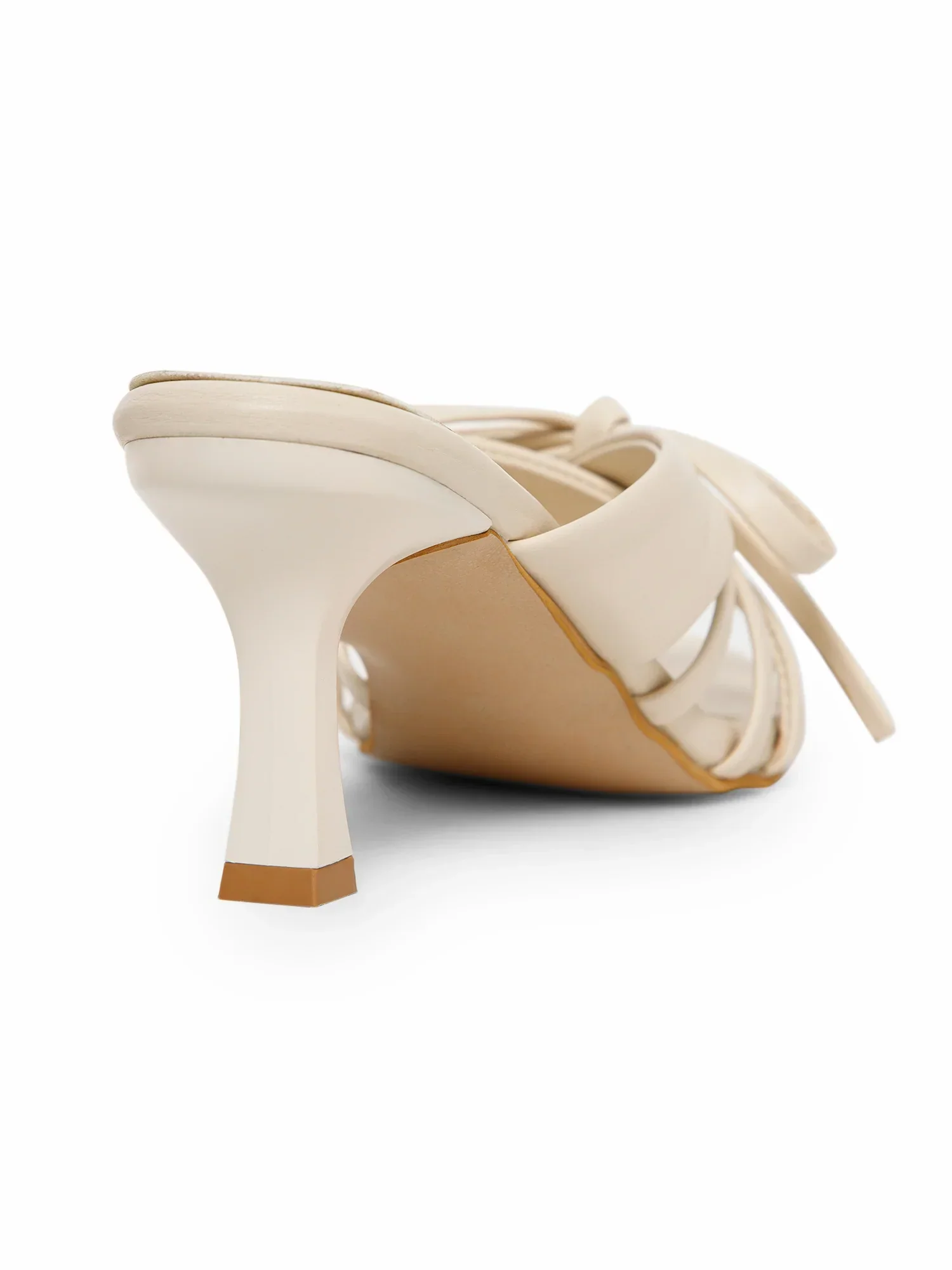 Beige Open Toe Bowknot Strappy Heel Sandal - Image 6