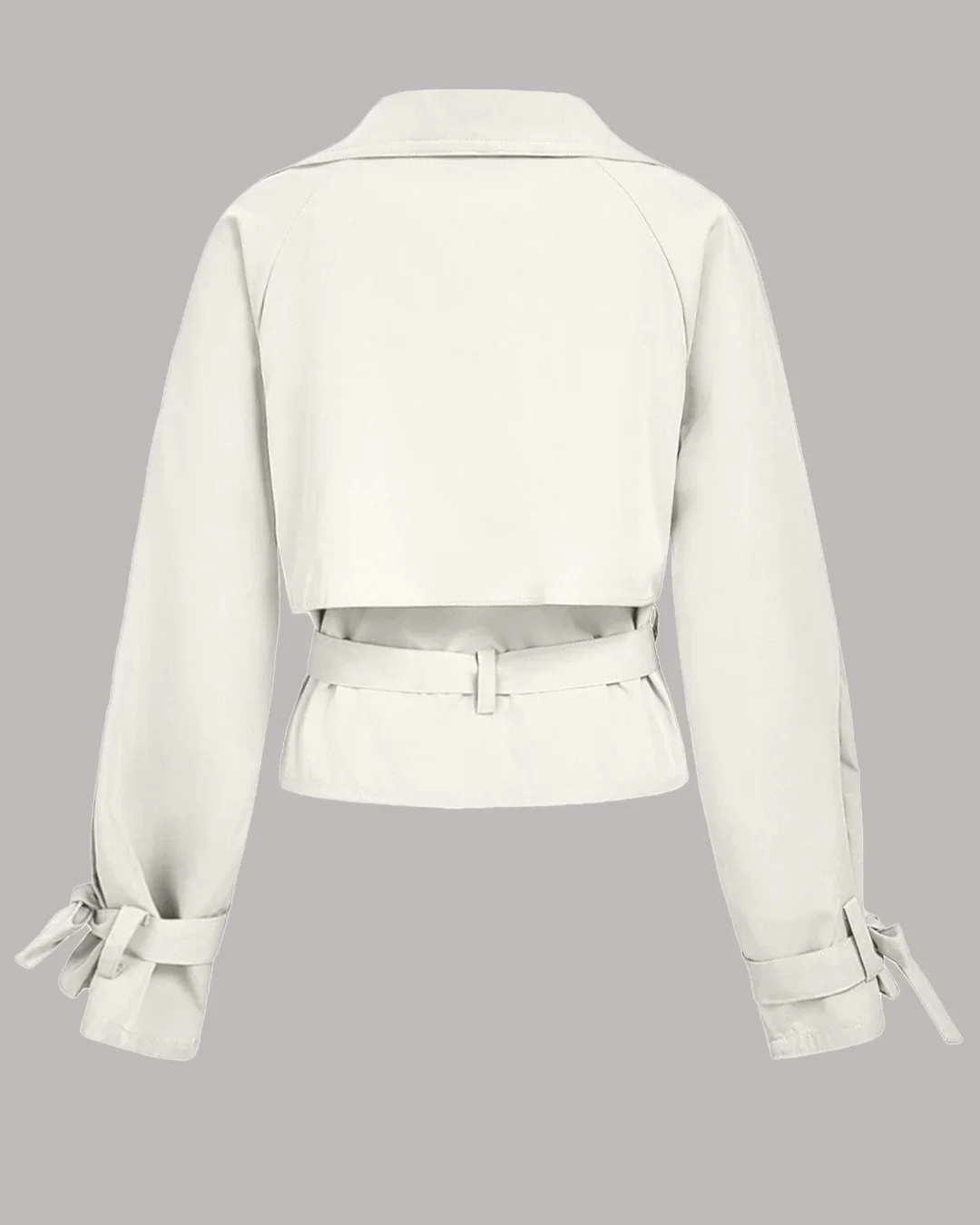Belted Lapel Collar Cropped Waistcoat in Milky White - Image 2