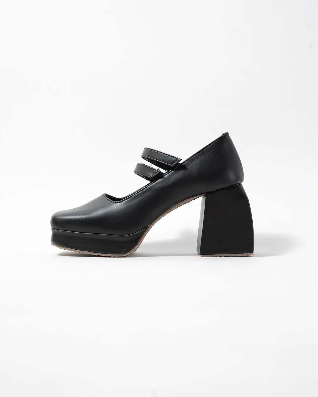 Black Block Heel Loafer Platform Pumps - Image 4