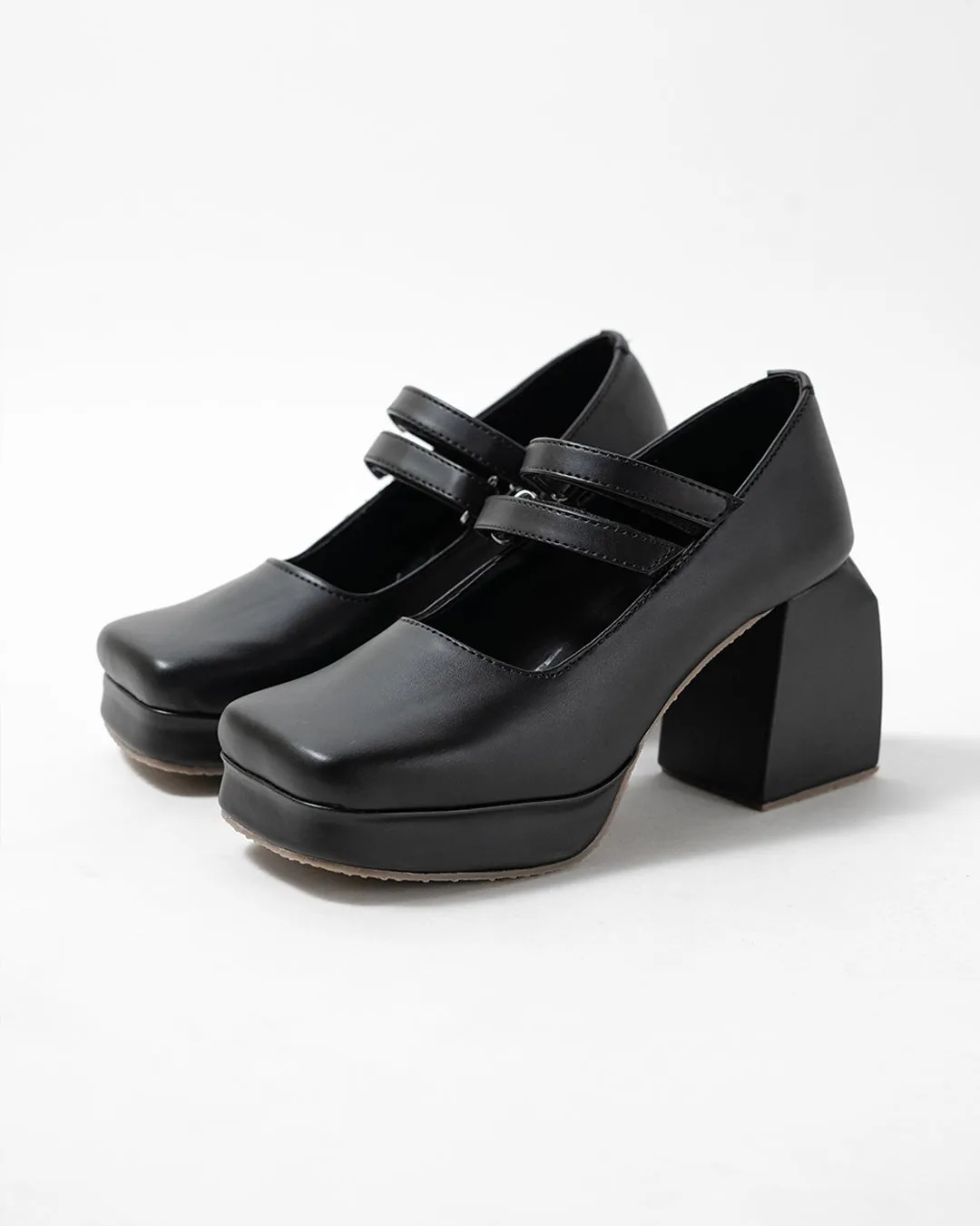 Black Block Heel Loafer Platform Pumps - Image 5
