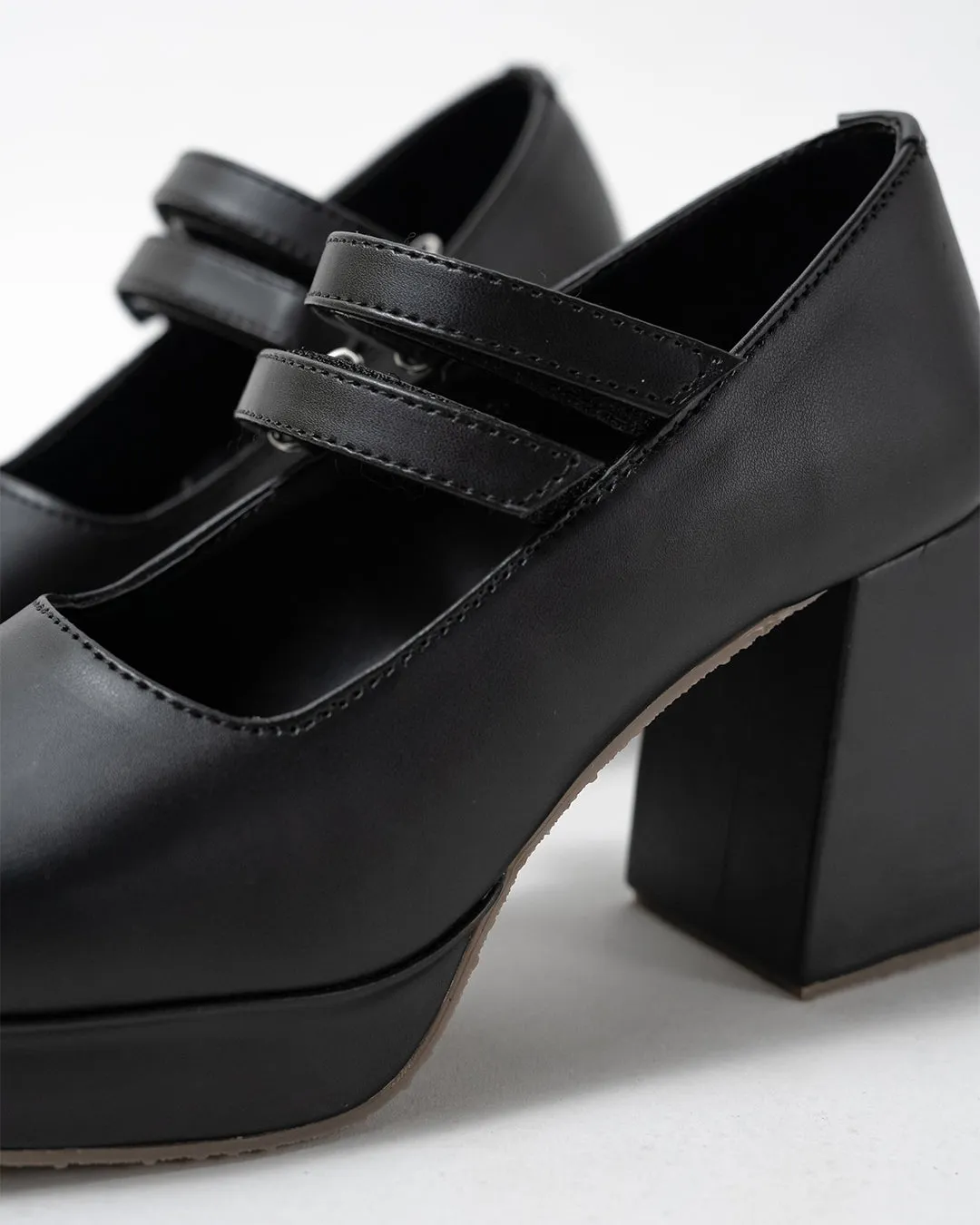 Black Block Heel Loafer Platform Pumps - Image 6