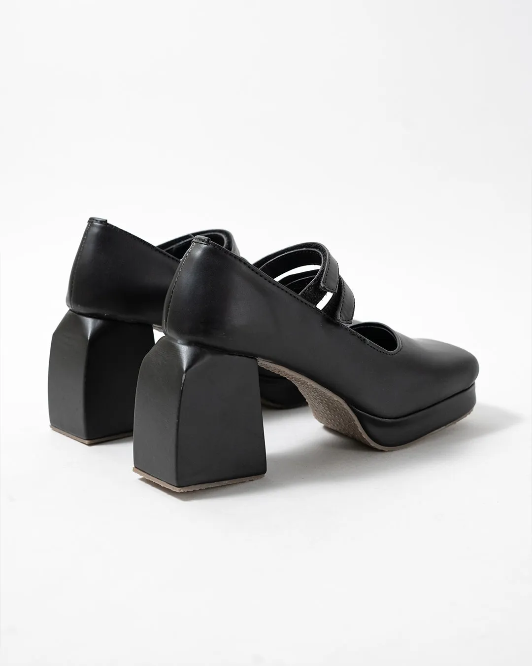 Black Block Heel Loafer Platform Pumps - Image 7