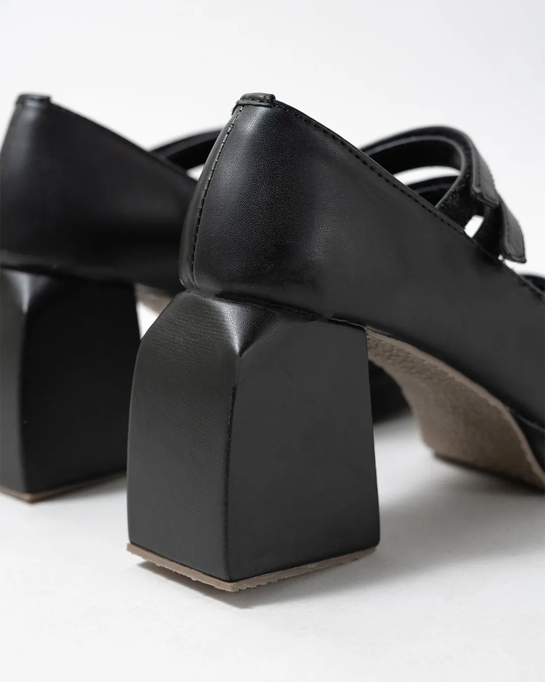 Black Block Heel Loafer Platform Pumps - Image 8