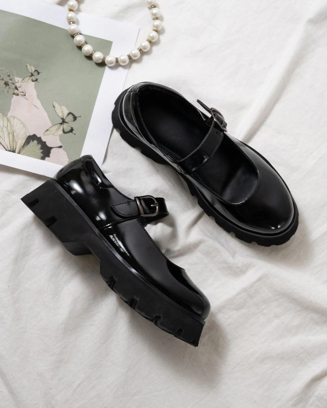 Black Buckle Shoes with Chunky Platform - Image 4