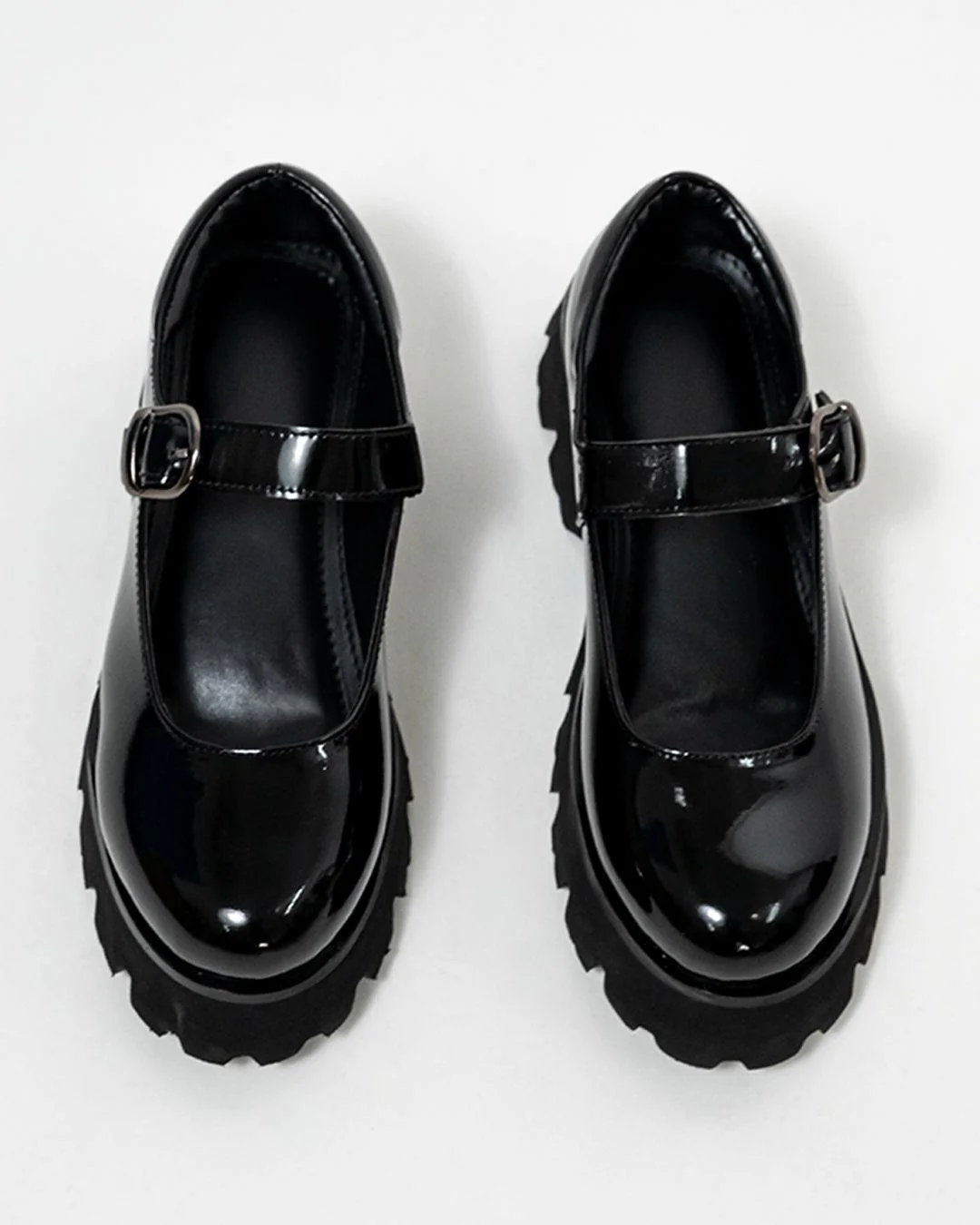 Black Buckle Shoes with Chunky Platform - Image 8