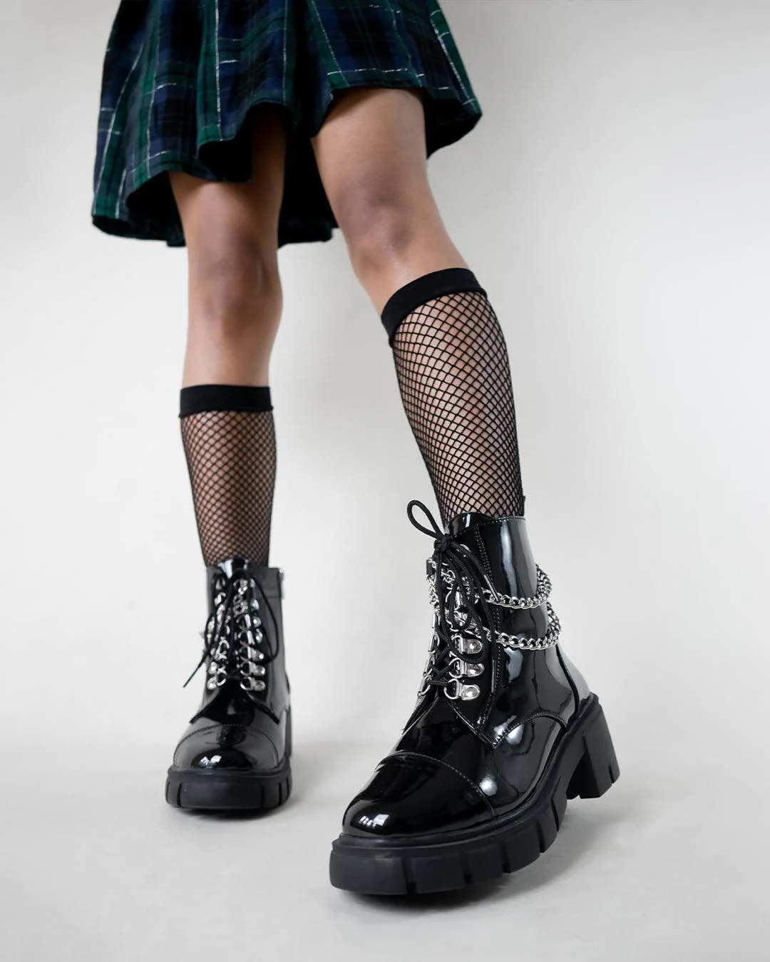 Black Chain Lace up Chunky Oxford Shoe - Image 3