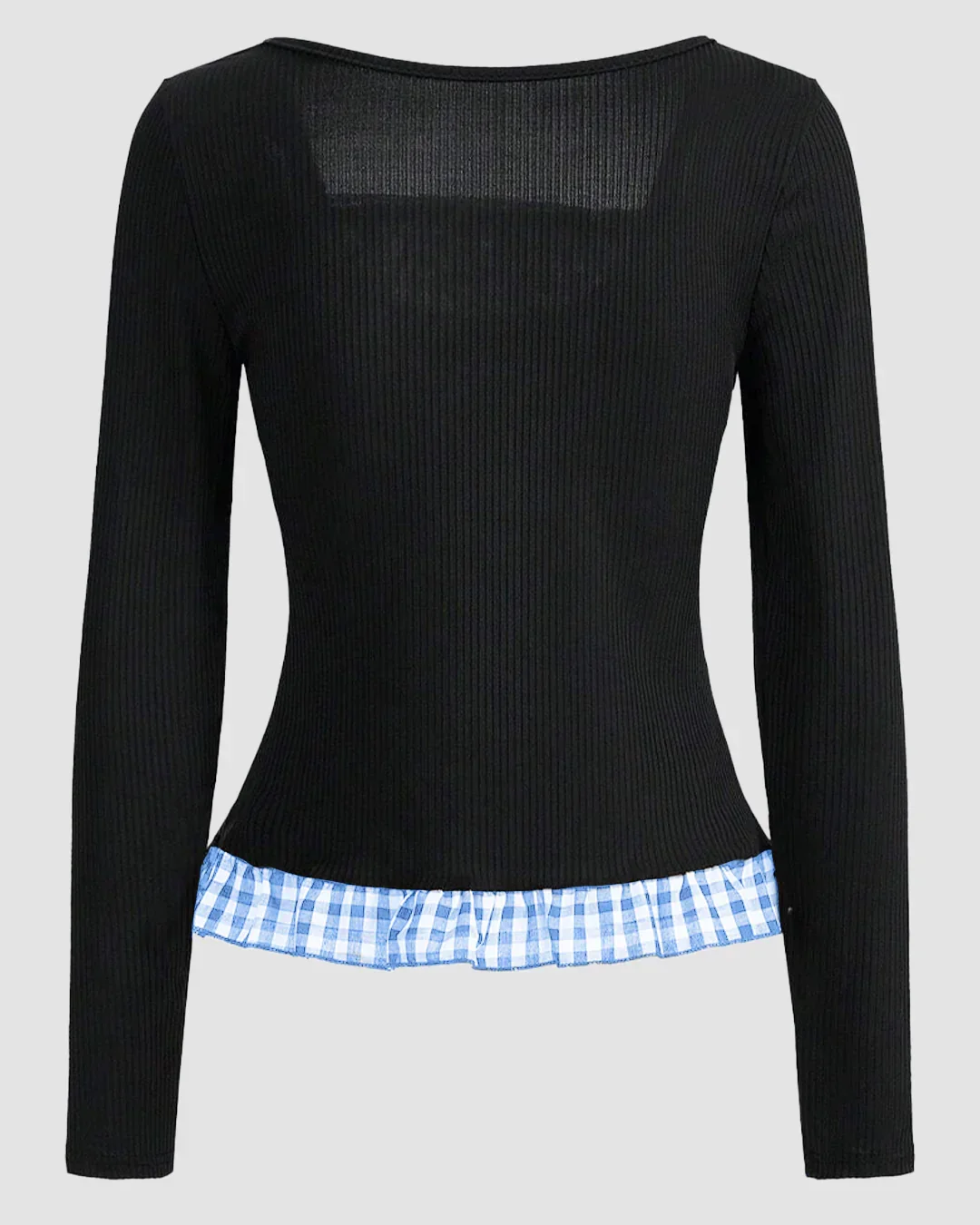 Party Round Neck Button Front Contrast Hem Top in Multi - Image 2