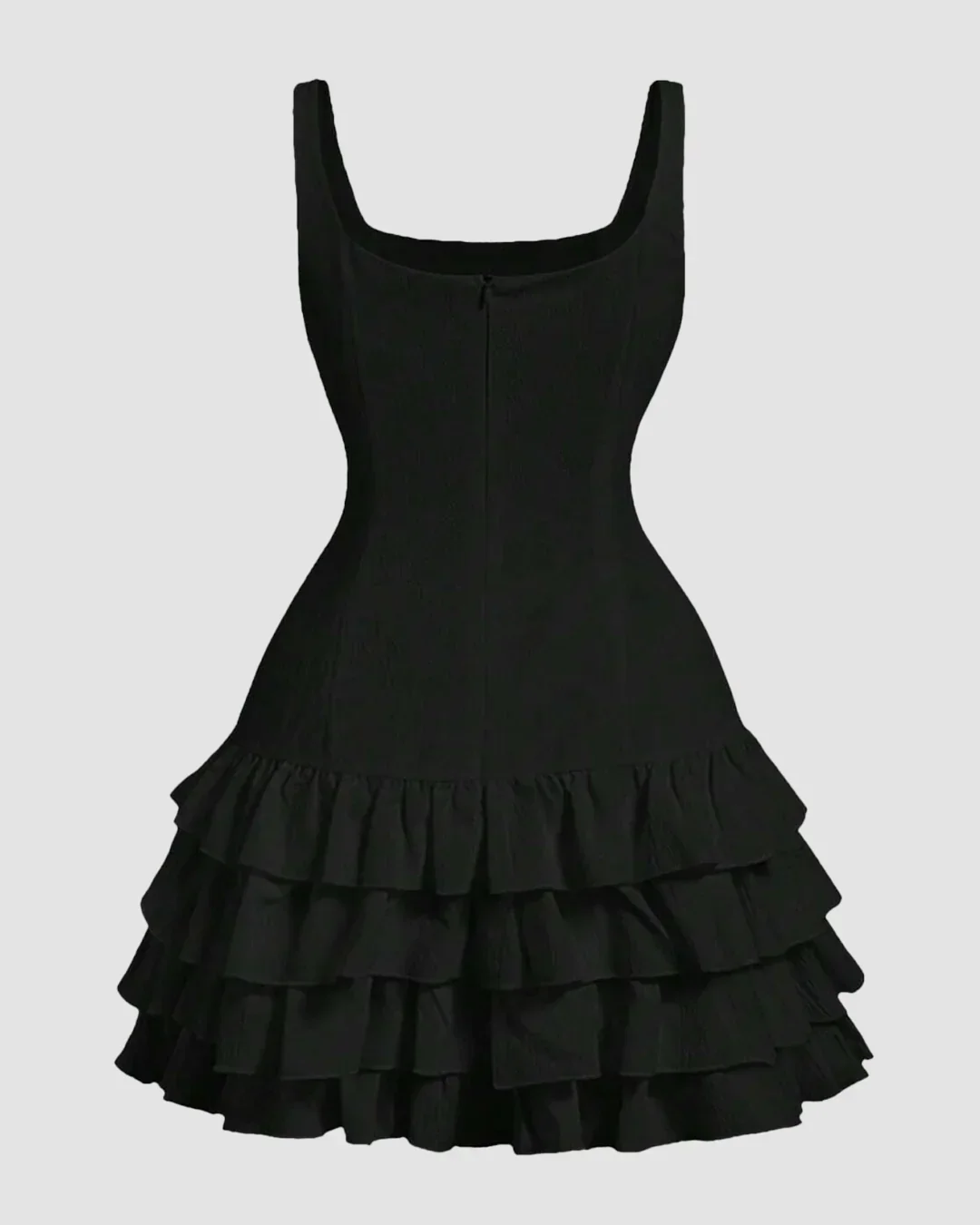 Black Fit and Flare Square Neck Mini Dress Curve & Plus - Image 2
