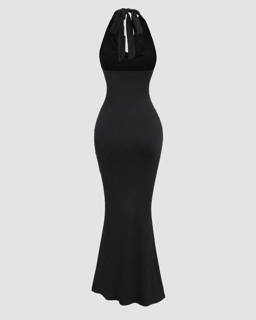 Black Halter Backless Bodycon Mermaid Dress - Image 2