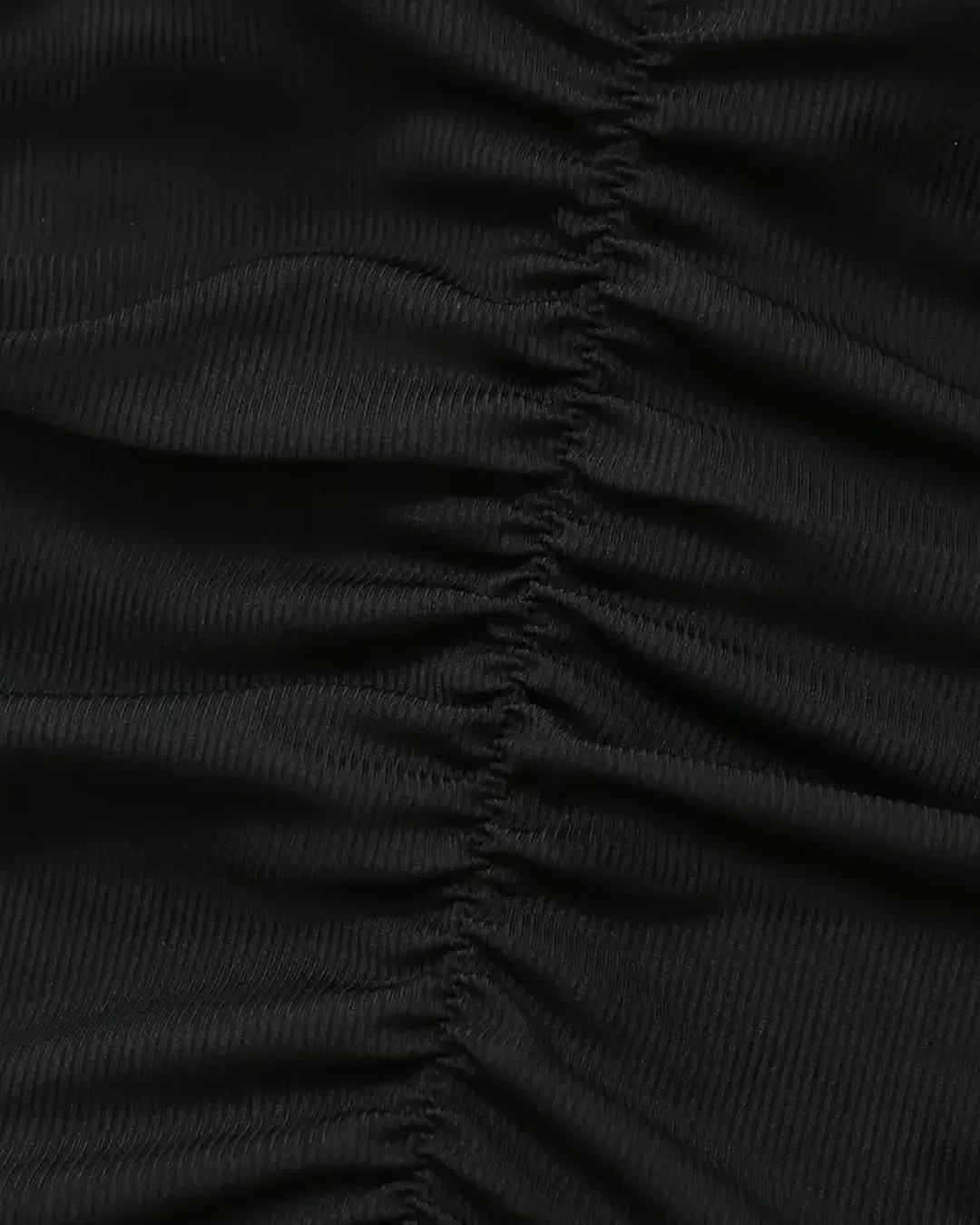 Halter Neck Dress Ruched Waist Tiered Mini in Black - Image 3