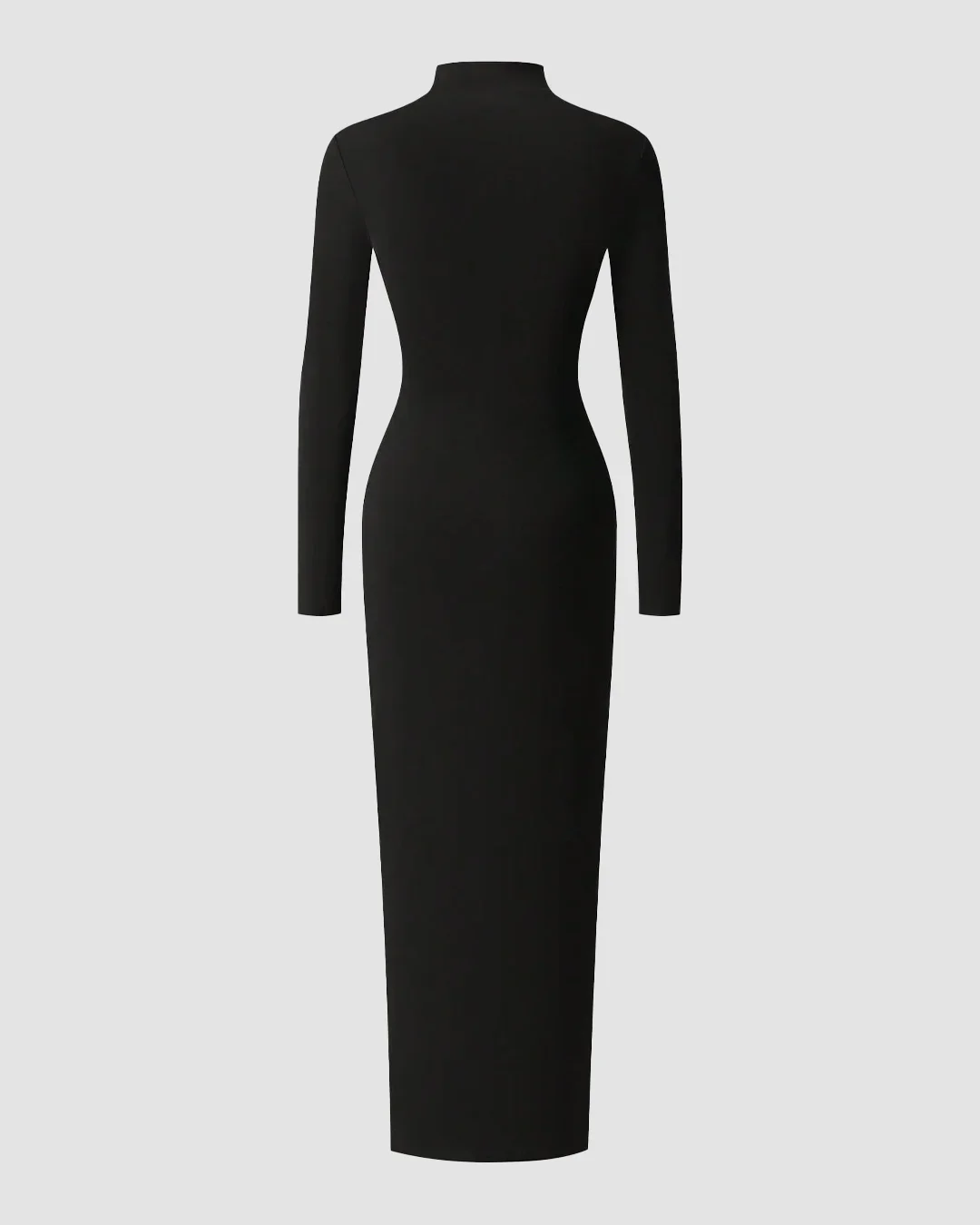 Black High-Slit Turtleneck Bodycon Maxi Dress - Image 2
