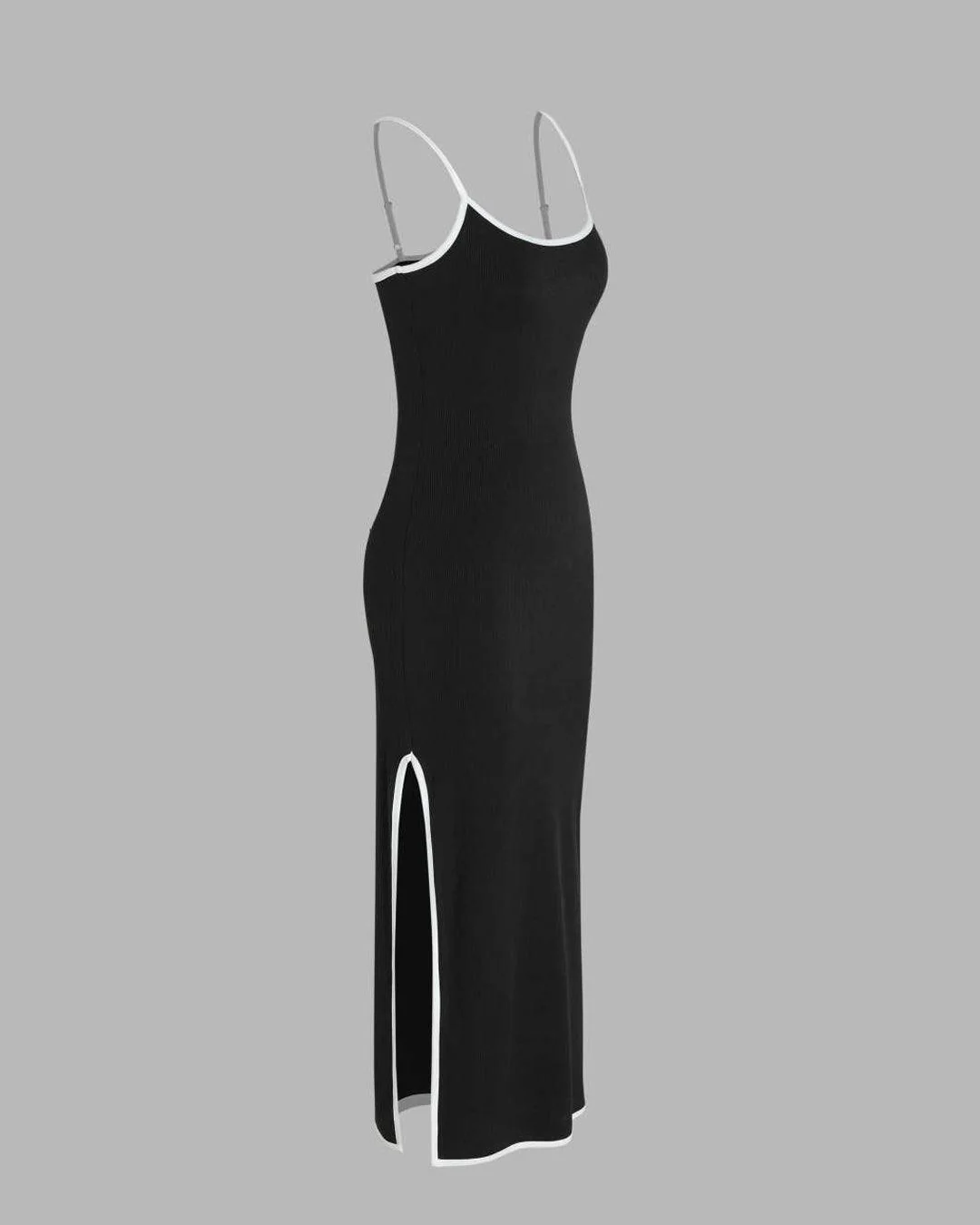 Black Knit Dress With Contrast Binding - Image 3