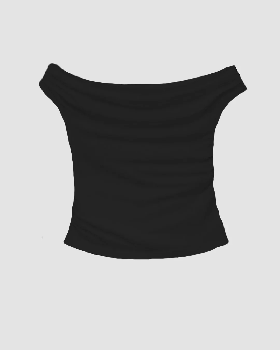 Black Off-Shoulder Ruched Fitted Top - Image 2
