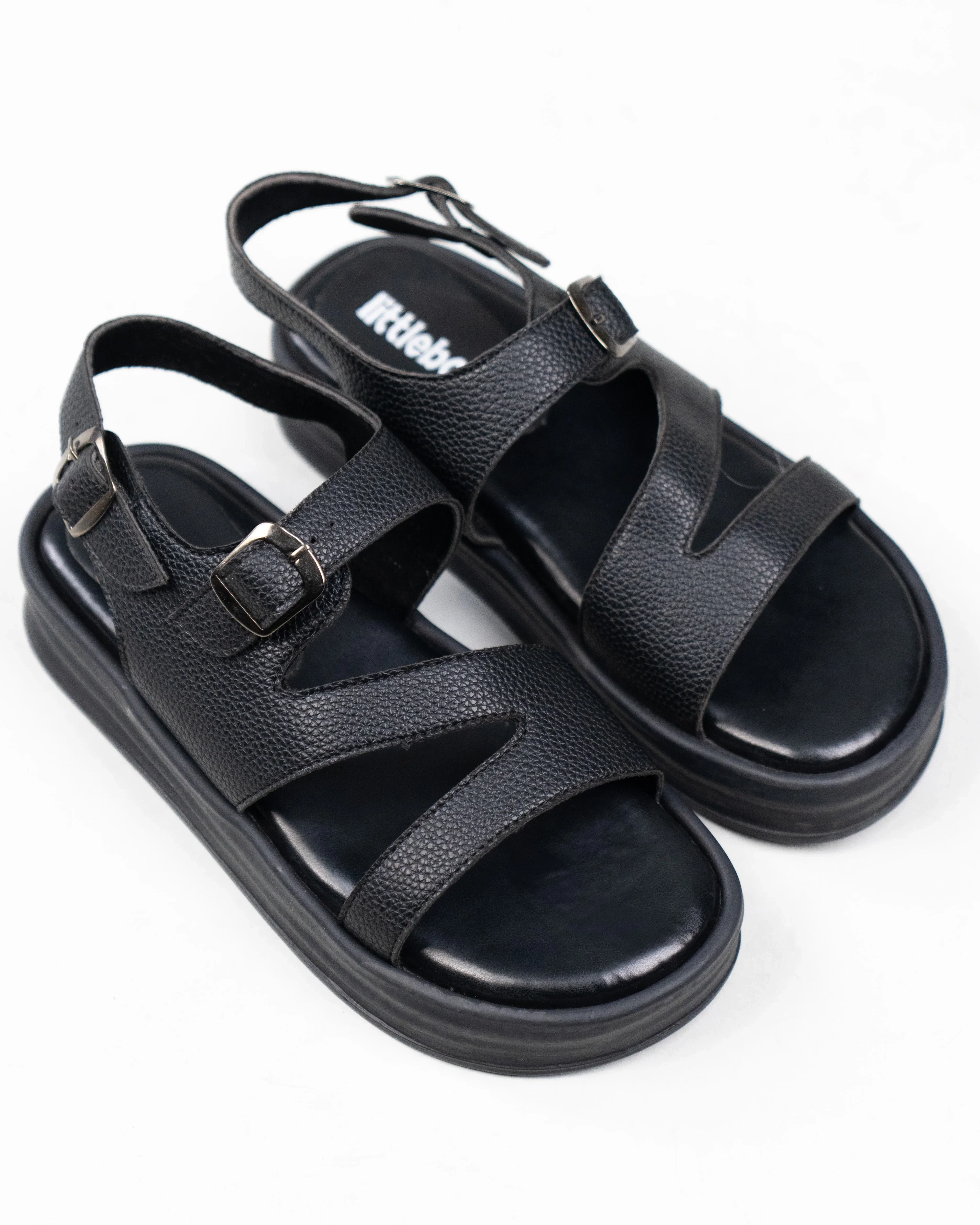 Black Open Toe Multi-Strap Sandals - Image 4
