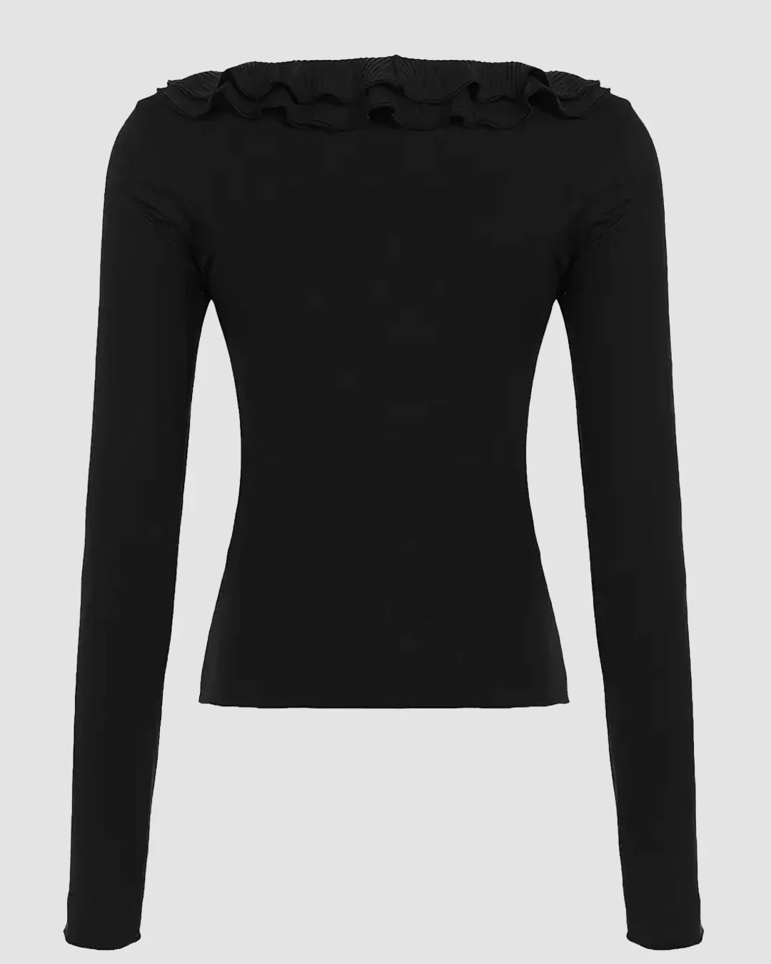 Black Ruffle Tie-Up Full Sleeve Top - Image 2