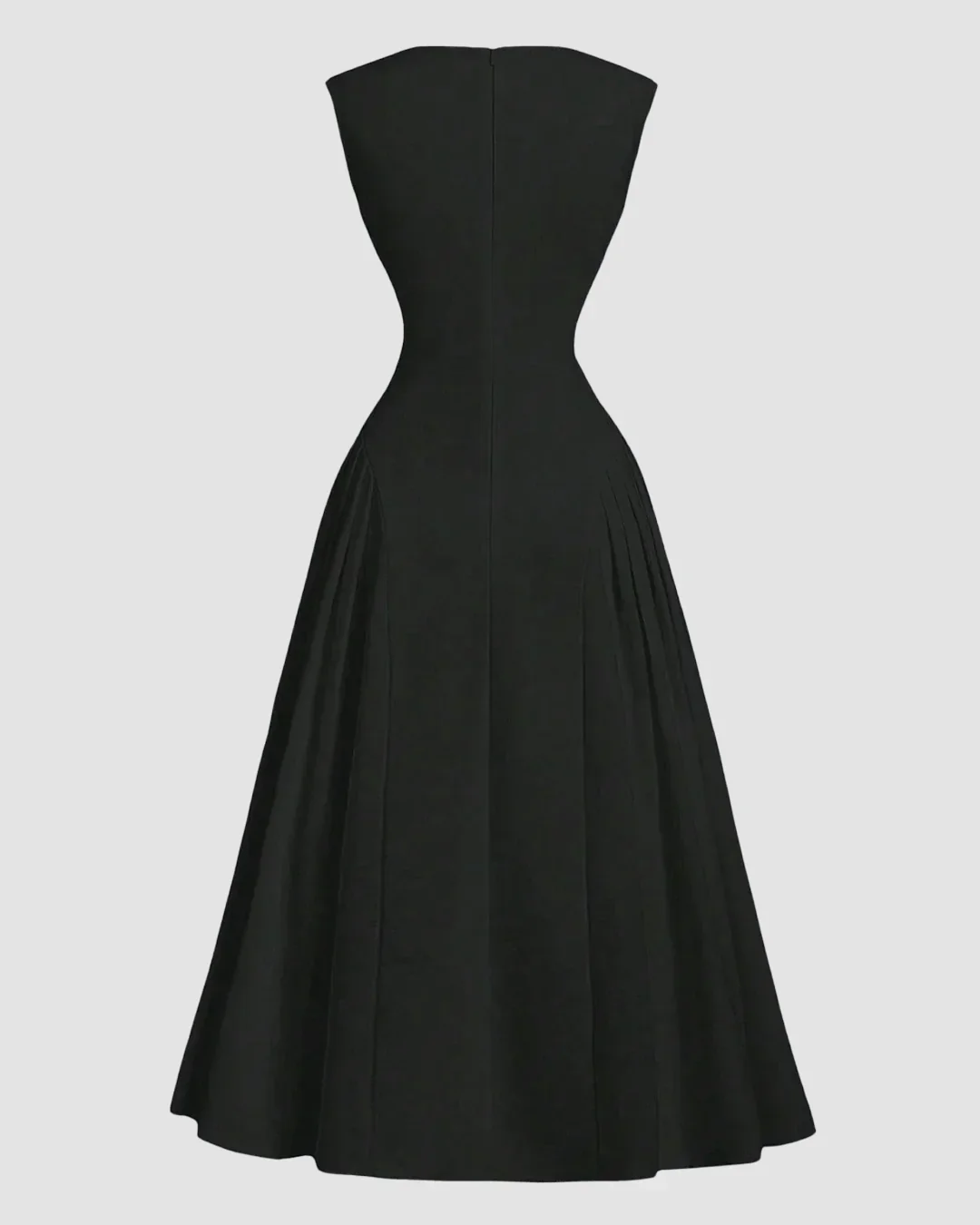 Black Sleeveless Fitted Bodice Flared Maxi Dress - Image 2