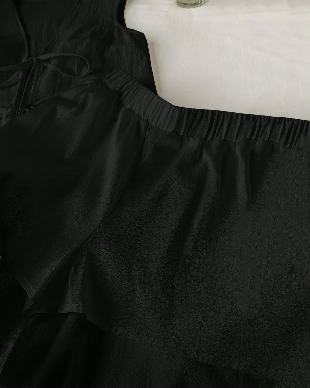 Black Sleeveless Tie-Back Top & Wide-Leg Pants Co-Ord Set - Image 3