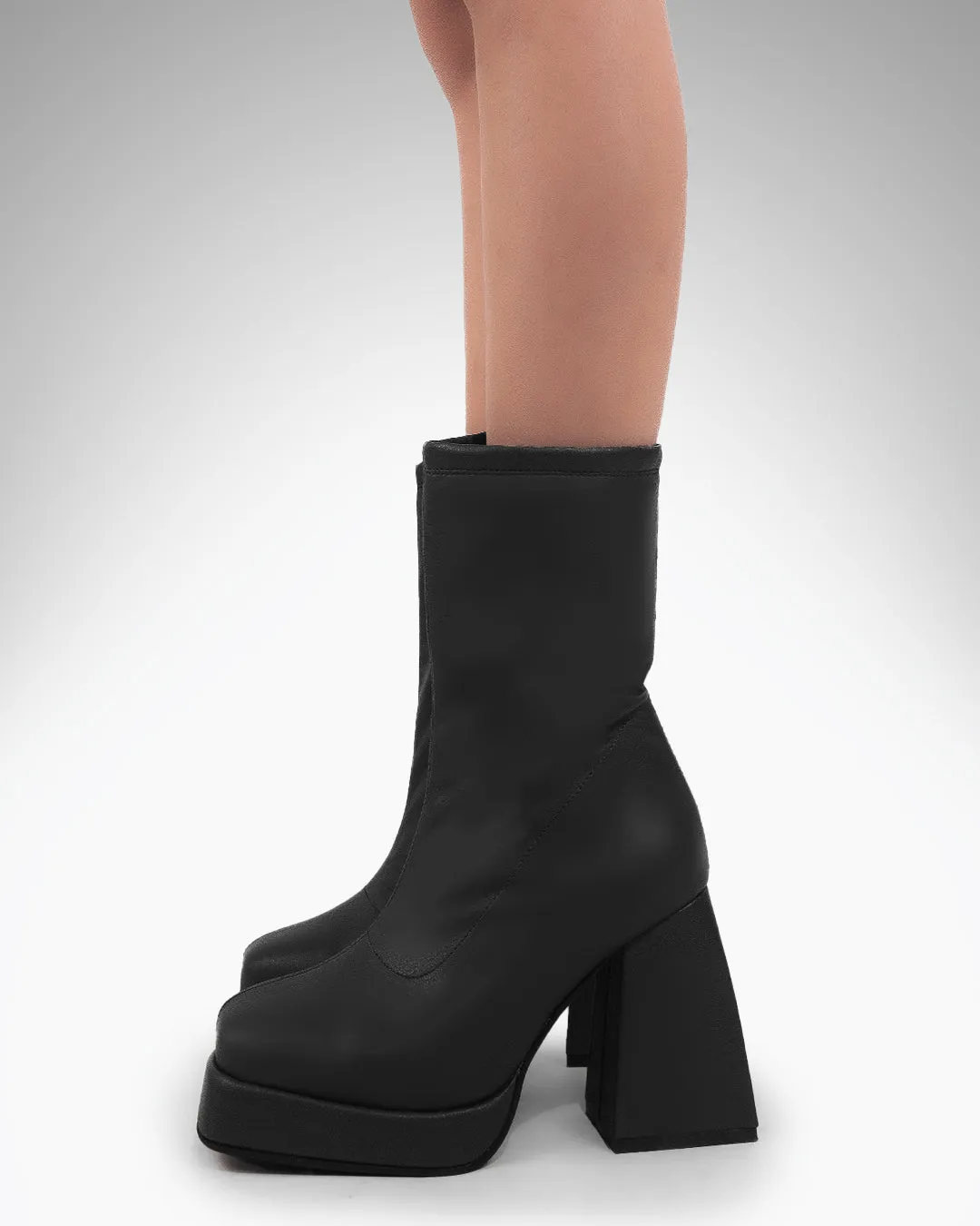 Black Slip-on Platform Ankle Boots - Image 2