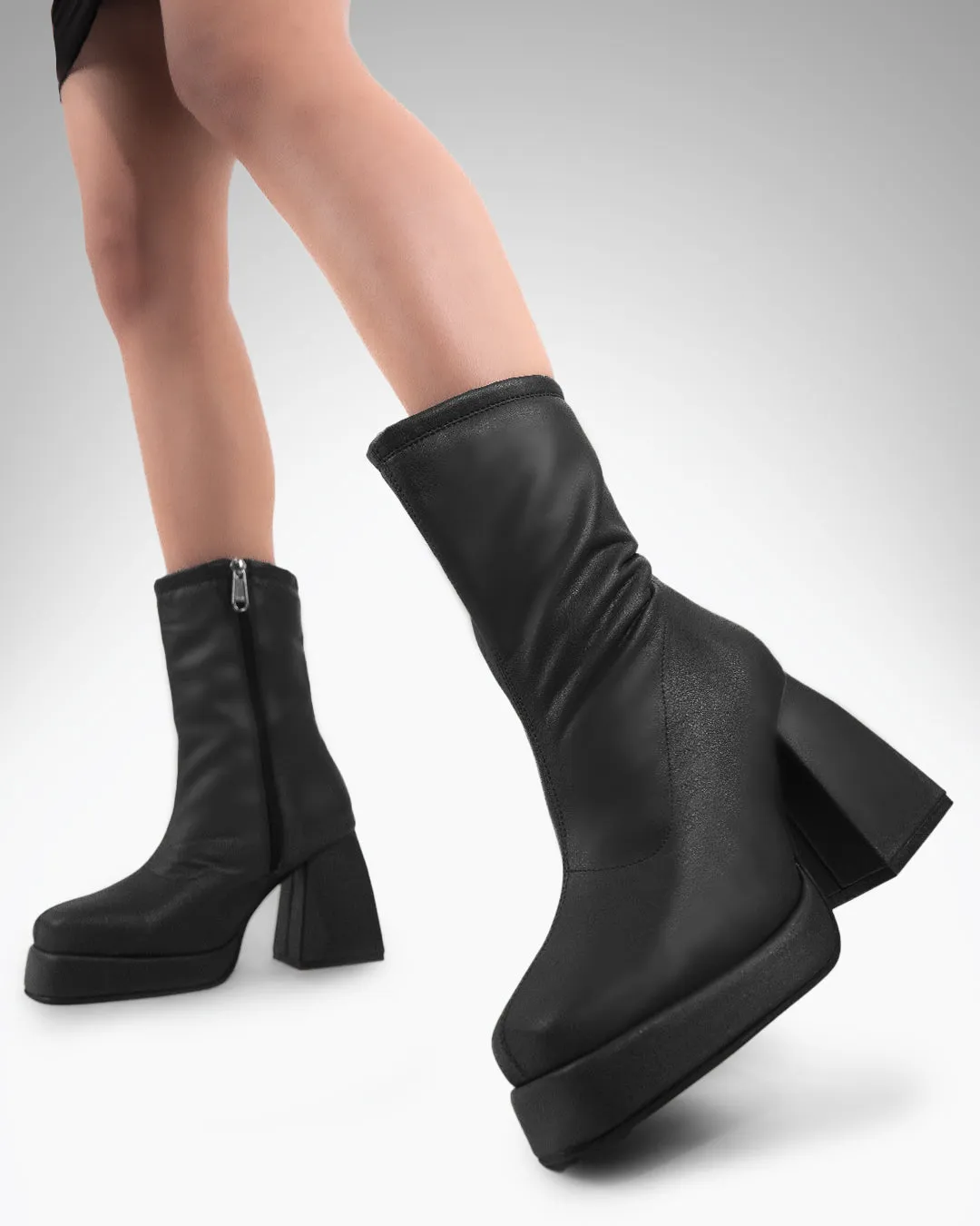 Black Slip-on Platform Ankle Boots - Image 3