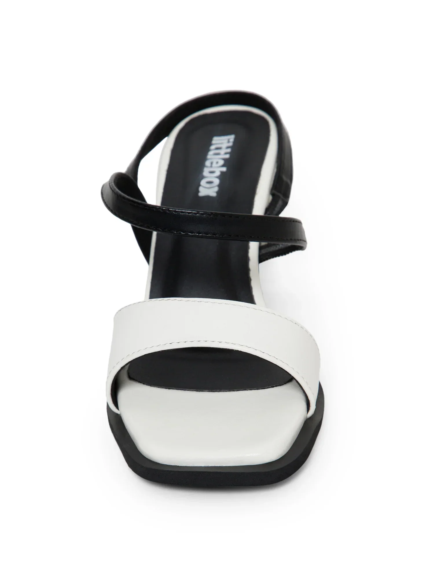 Black & White Colorblocked  Square Toe Block Heels - Image 4