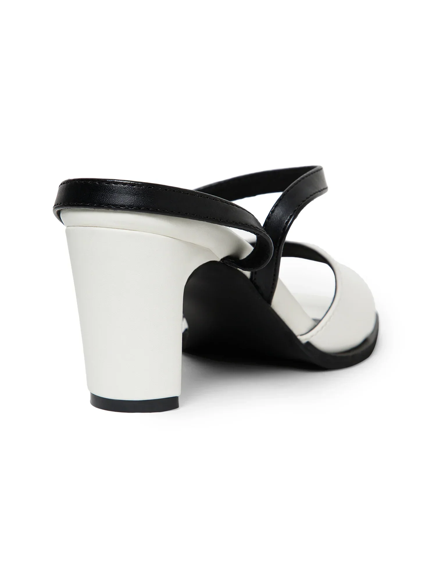 Black & White Colorblocked  Square Toe Block Heels - Image 5